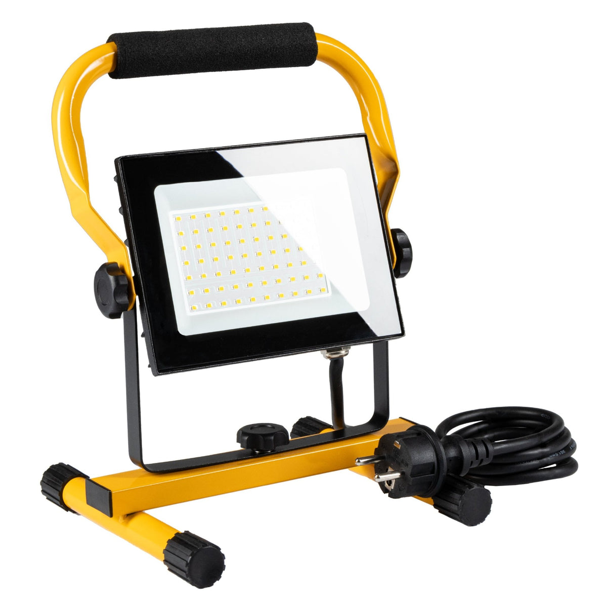 LED-Arbeitsleuchte, 50 W, kabelgebunden, 4900 lm – Verstellbare Halterung – Wasserdicht (IP65) – Schwarz/Gelb - lidstore.shop