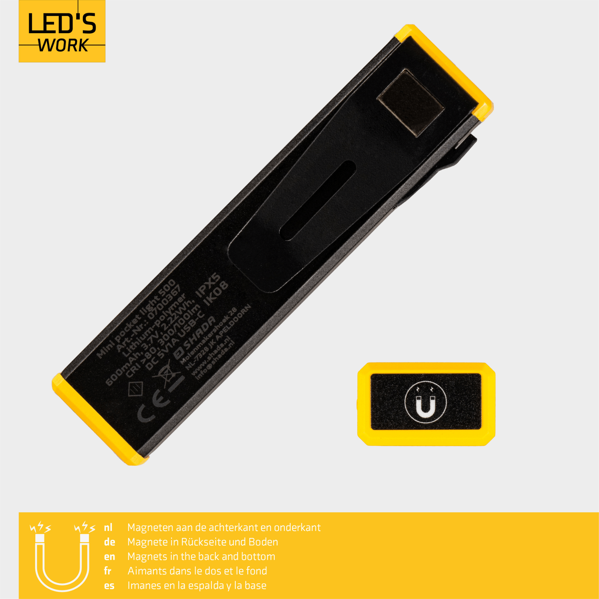 LED's Work Compacte LED Mini Zaklamp - Oplaadbaar - 3 verschillende lichtmodi en zoomfunctie Zaklampen LED.nl