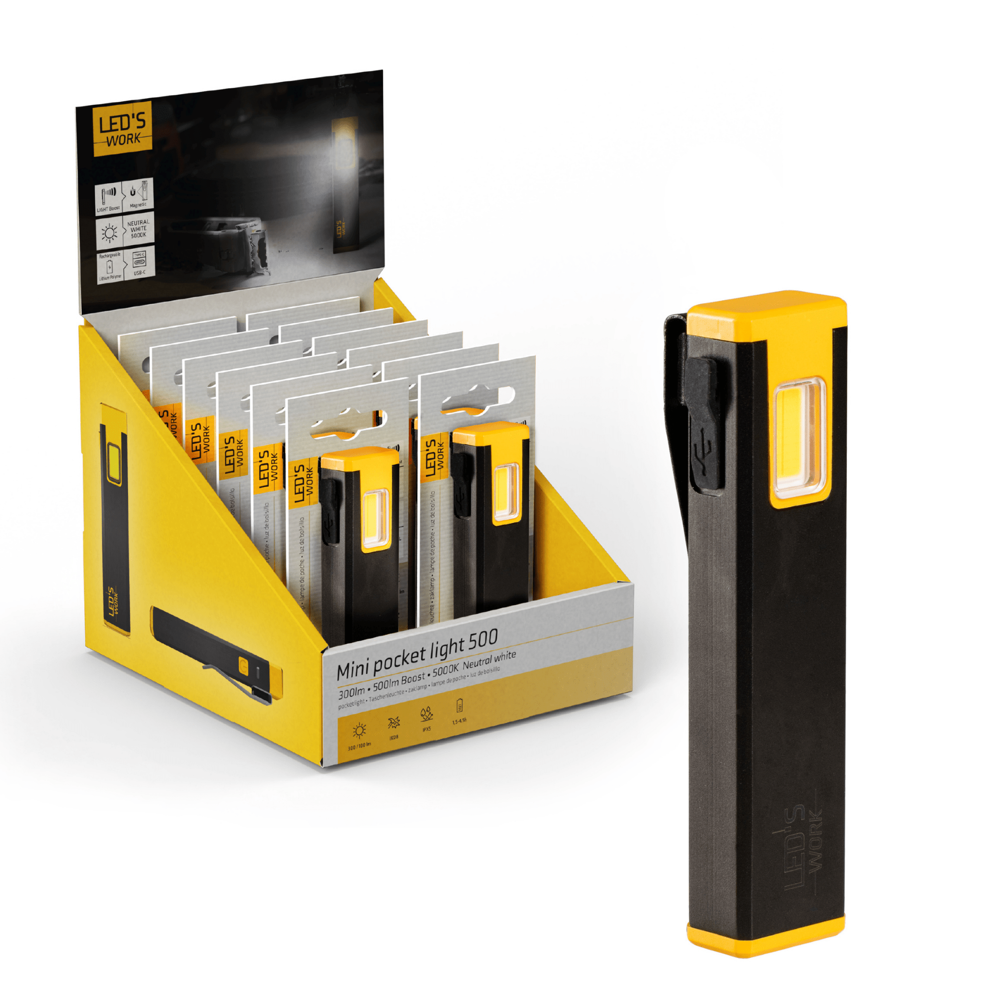 LED's Work Compacte LED Mini Zaklamp - Oplaadbaar - 3 verschillende lichtmodi en zoomfunctie Zaklampen LED.nl