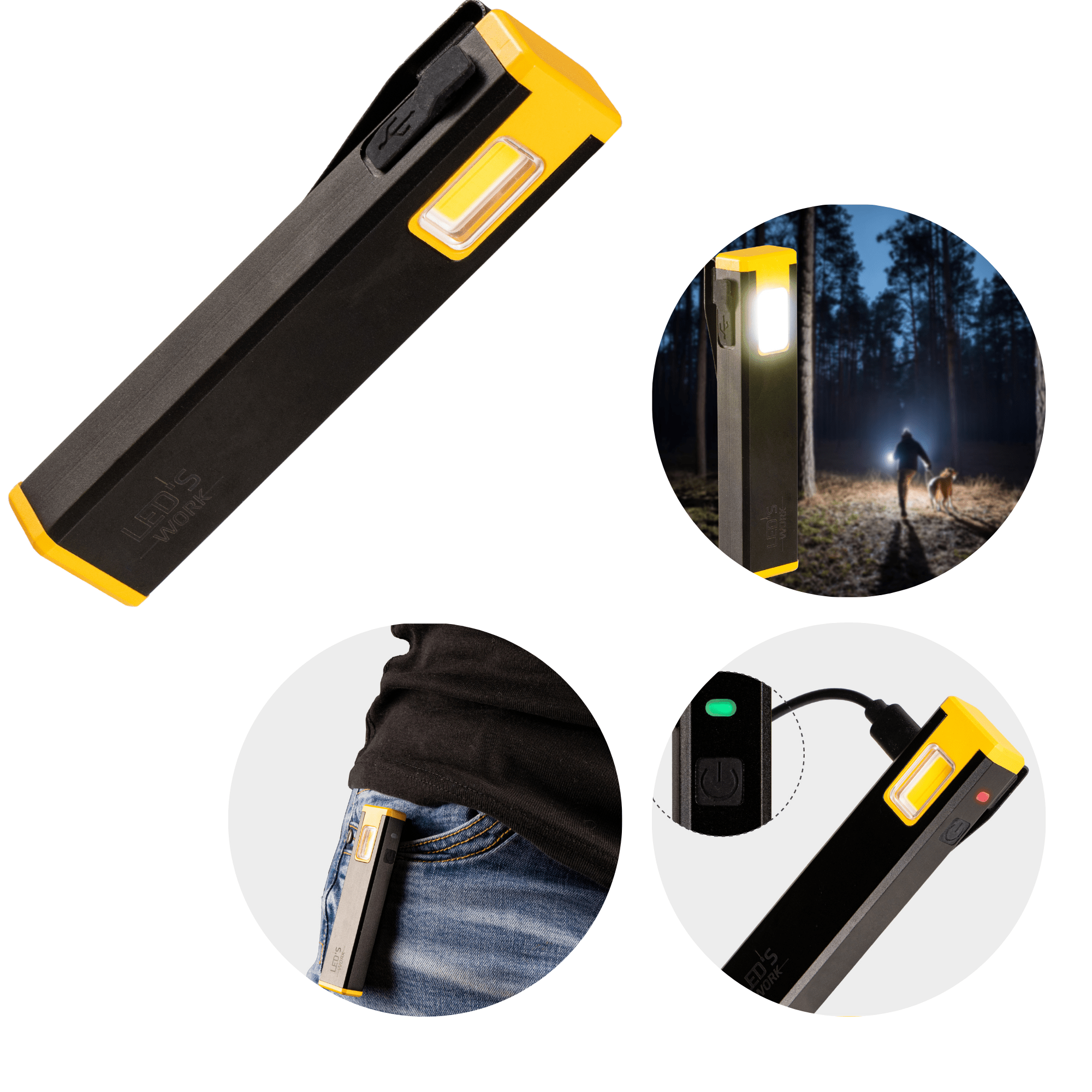 LED's Work Compacte LED Mini Zaklamp - Oplaadbaar - 3 verschillende lichtmodi en zoomfunctie Zaklampen LED.nl