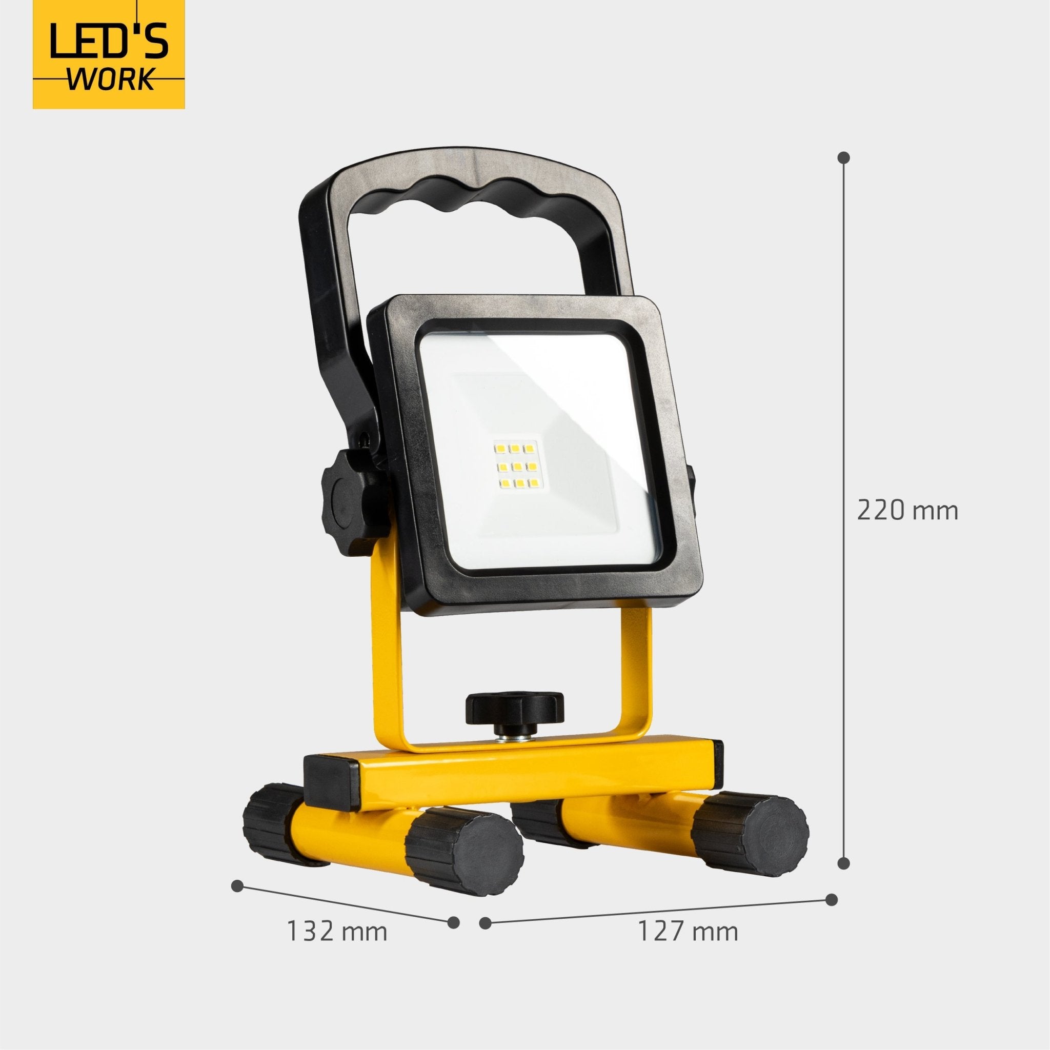 LED's Work draadloze LED Werklamp op accu 700lm - Oplaadbaar en kantelbaar - Zwart geel Werklampen LED.nl