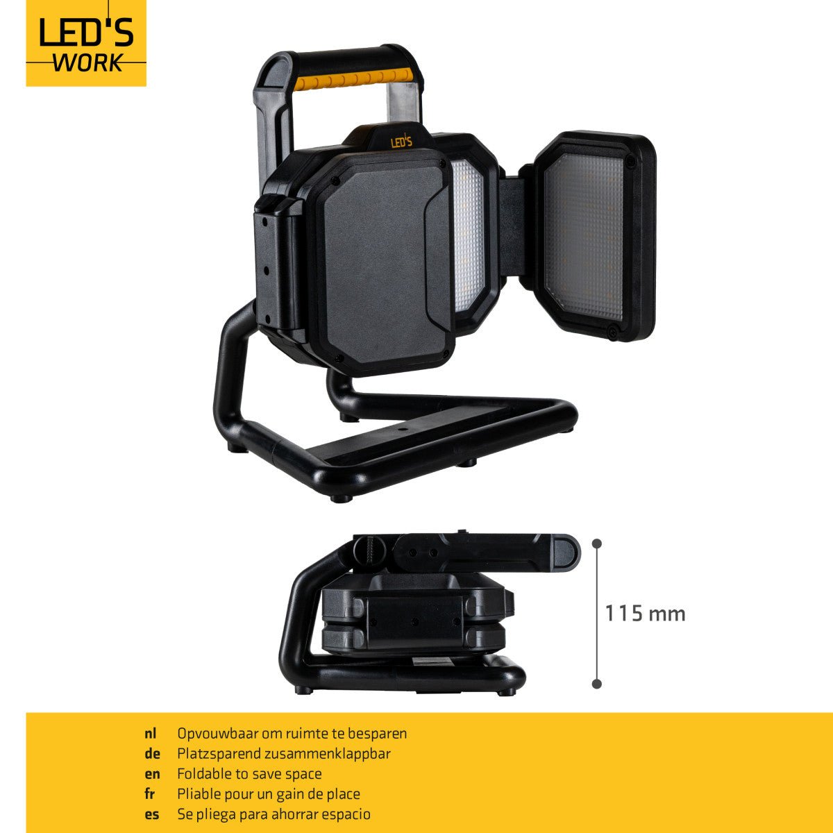 LED's Work LED Bouwlamp Werklamp Oplaadbaar 4000lm 30W Opvouwbaar & Compact Werklampen LED.nl