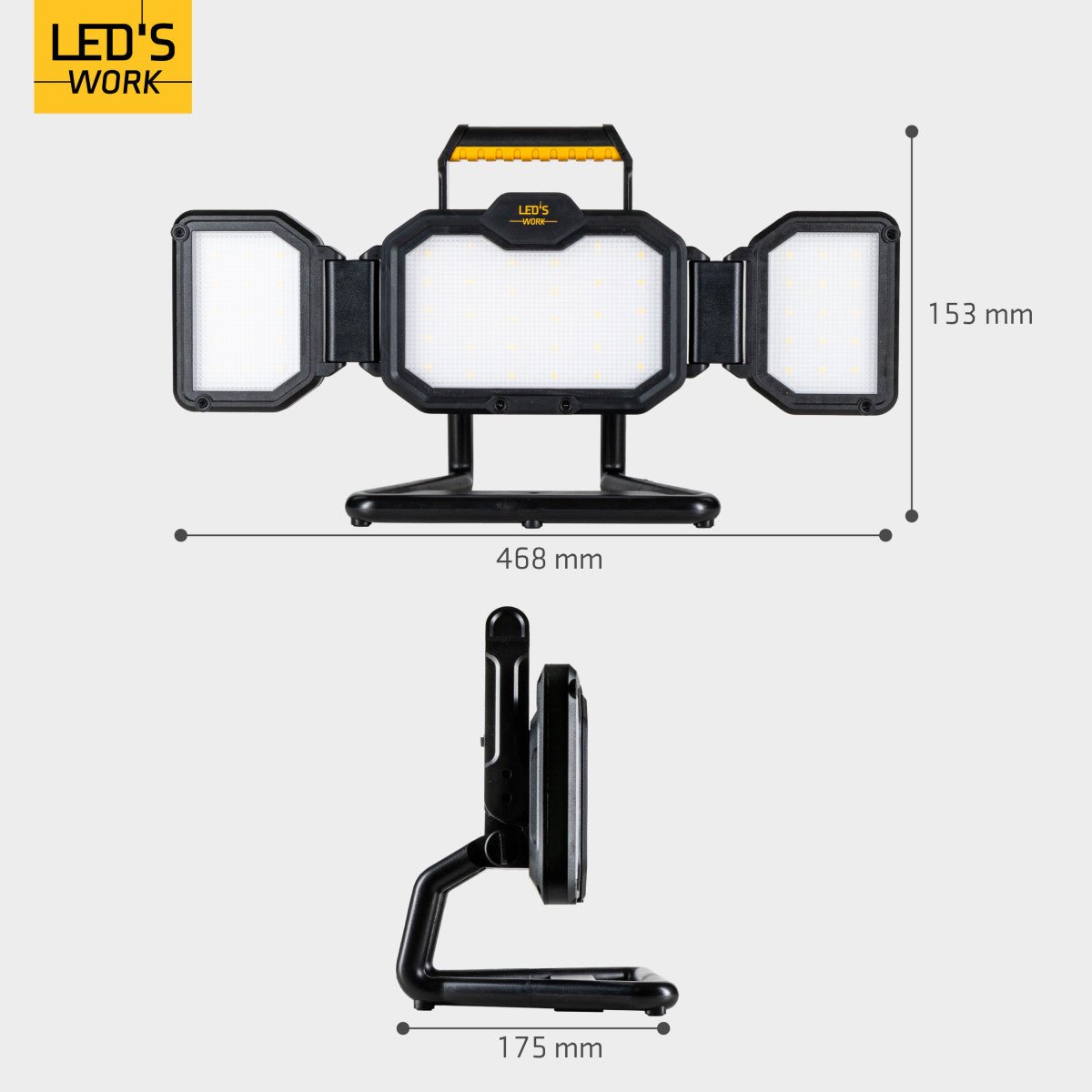 LED's Work LED Bouwlamp Werklamp Oplaadbaar 4000lm 30W Opvouwbaar & Compact Werklampen LED.nl