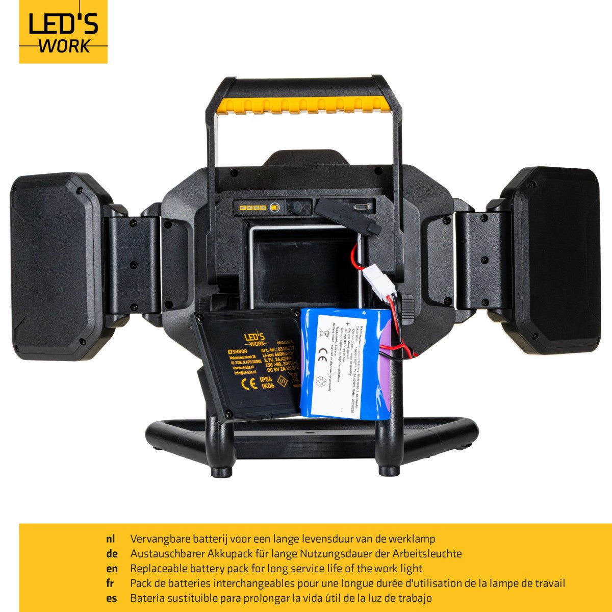 LED's Work LED Bouwlamp Werklamp Oplaadbaar 4000lm 30W Opvouwbaar & Compact Werklampen LED.nl