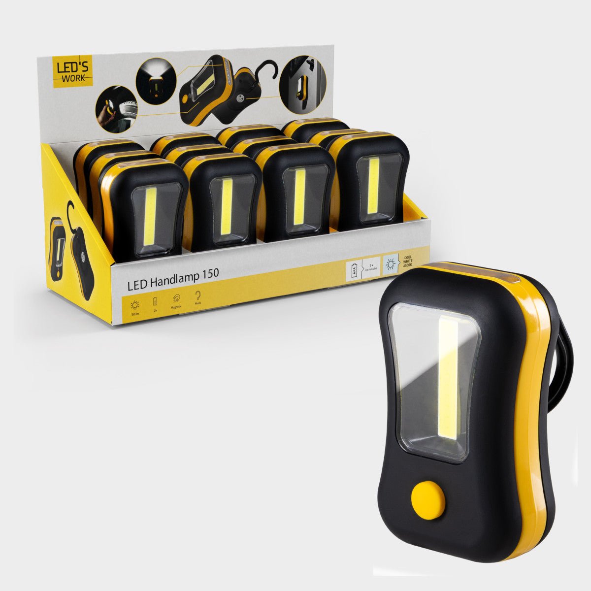 LED's Work MINI Werklamp op batterijen - Draadloos - Werkt op 3 AAA batterijen Bouwlampen Led.nl