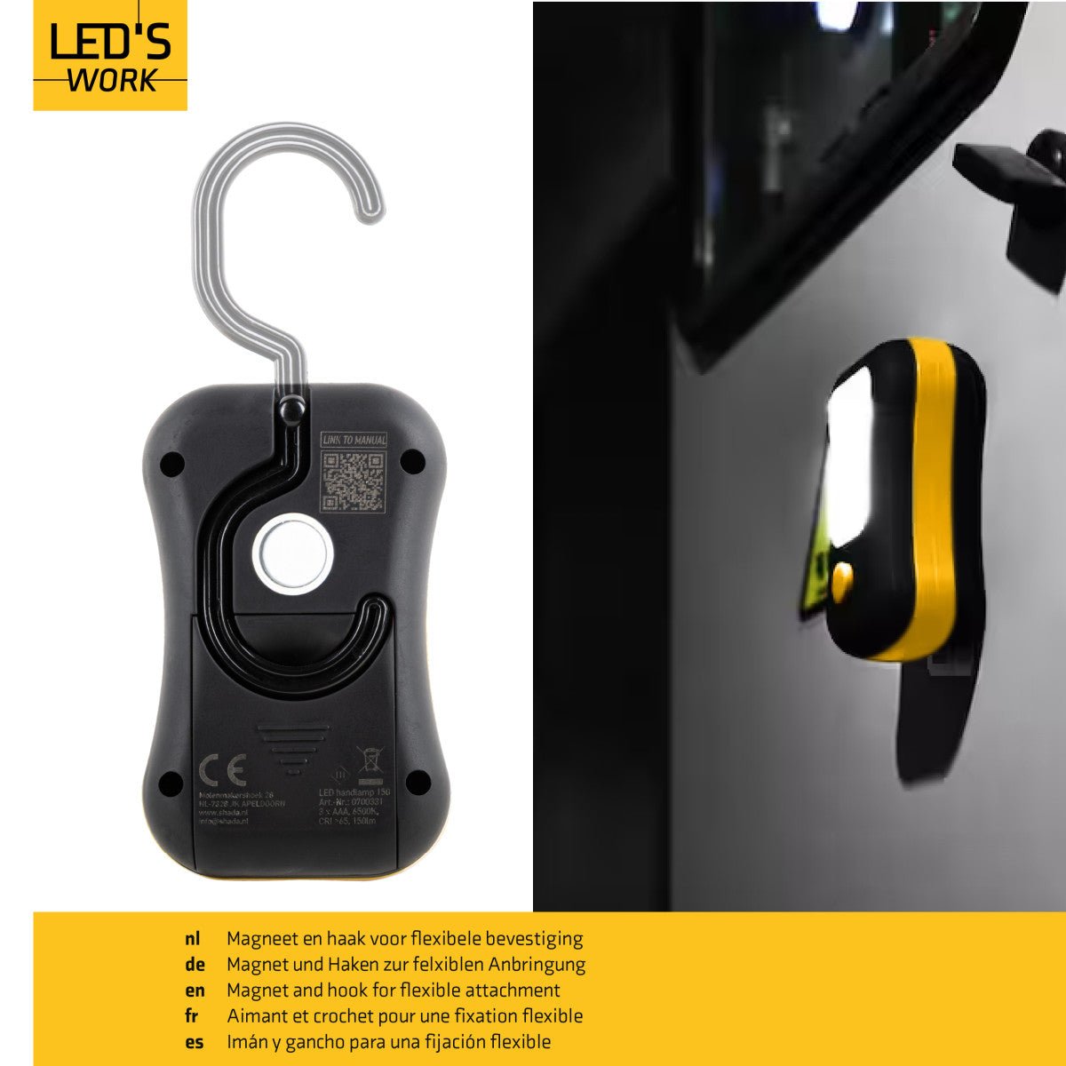 LED's Work MINI Werklamp op batterijen - Draadloos - Werkt op 3 AAA batterijen Bouwlampen Led.nl