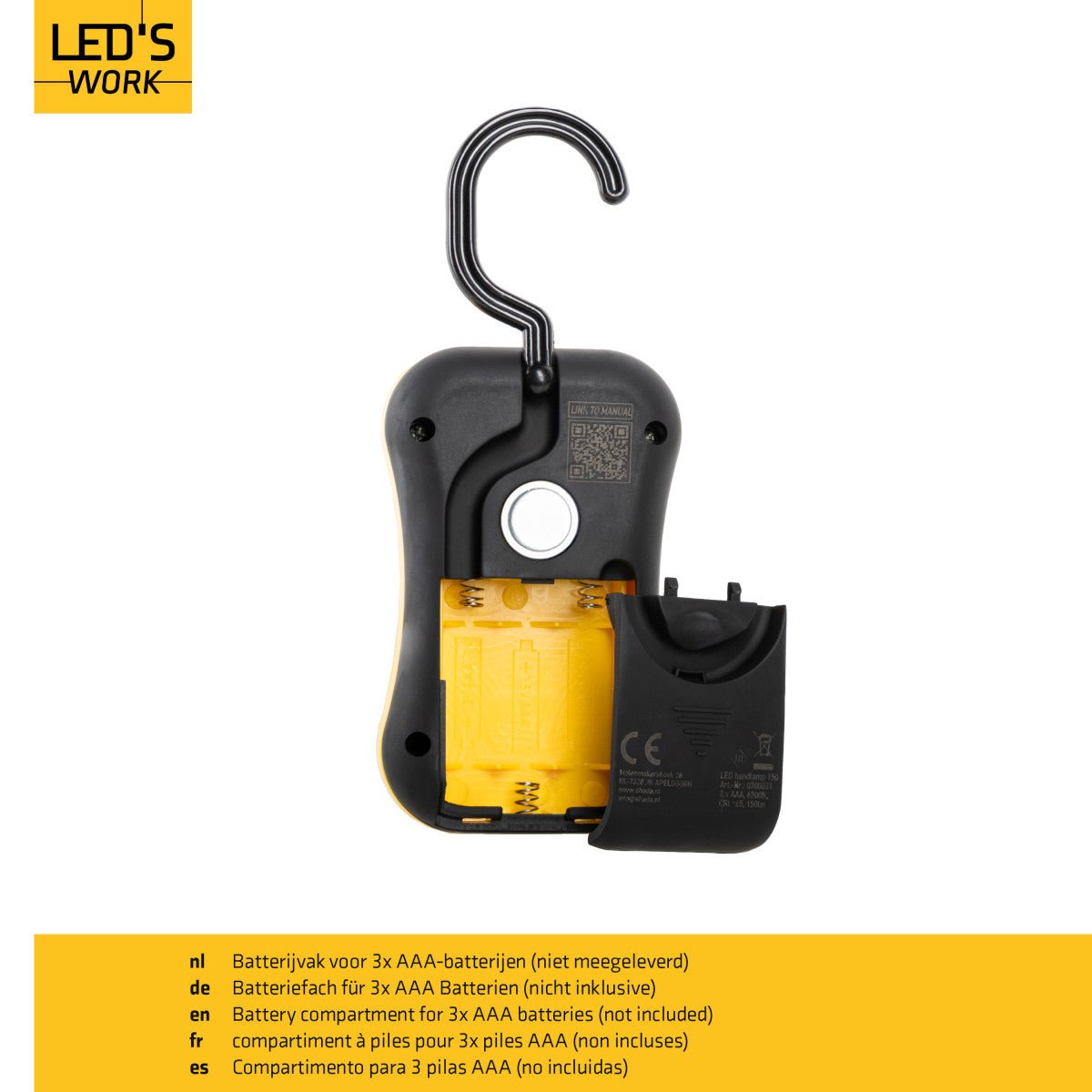 LED's Work MINI Werklamp op batterijen - Draadloos - Werkt op 3 AAA batterijen Bouwlampen Led.nl