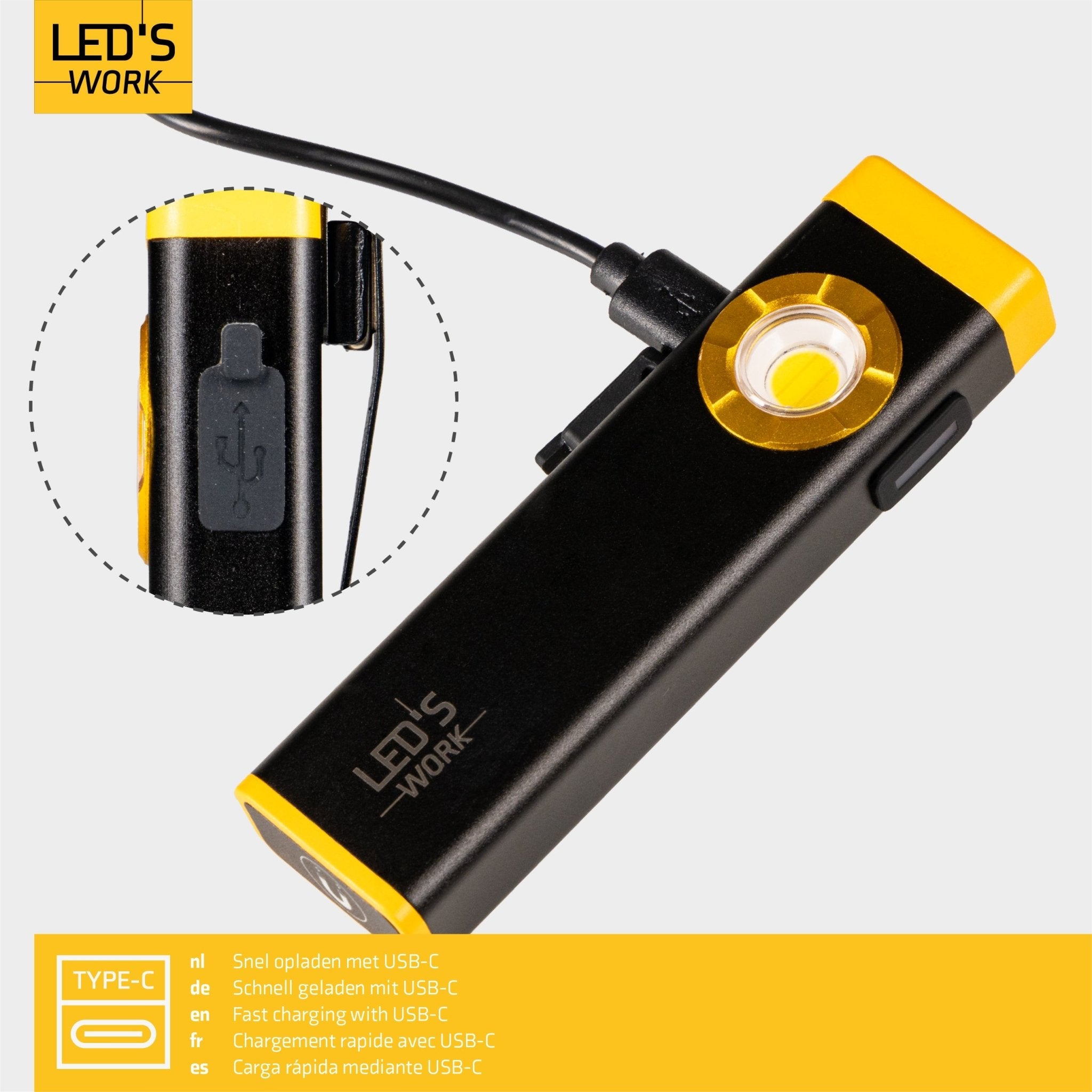 LED's Work Oplaadbare LED Mini Zaklamp met 3 lichtstanden (100, 500 en 700 Lumen) Zaklampen LED.nl