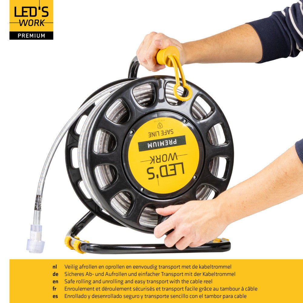 LED's Work Premium Safeline LED Lichtslang 25m 200W 48V 20 000lm 5000K Op Haspel Werklampen LED.nl