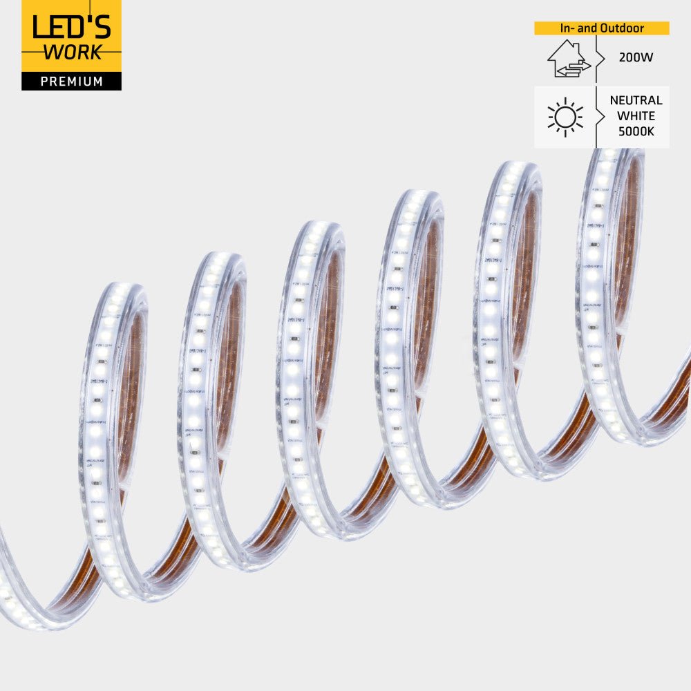 LED's Work Premium Safeline LED Lichtslang 25m 200W 48V 20 000lm 5000K Op Haspel Werklampen LED.nl