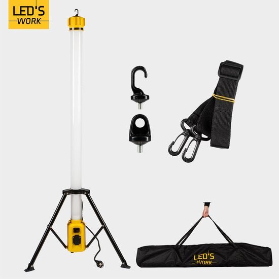 LED's Work Toren bouwlamp met extra stopcontact - Staaf werklamp - 100W - 12000 lm Bouwlampen LED.nl