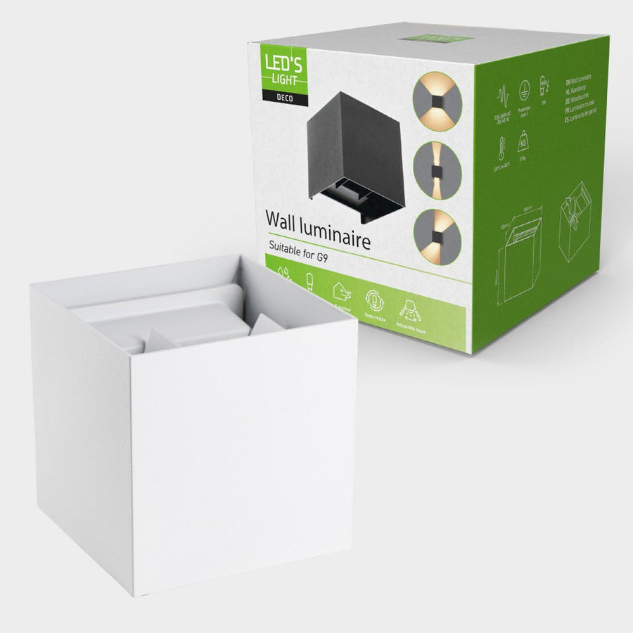 Lumo Cube Weiß – Wandleuchte ohne Leuchtmittel – ohne 1xG9 – IP65 - lidstore.shop