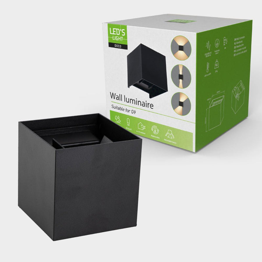 Lumo Cube Black – Wandleuchte ohne Leuchtmittel – ohne 1xG9 – IP65 - lidstore.shop