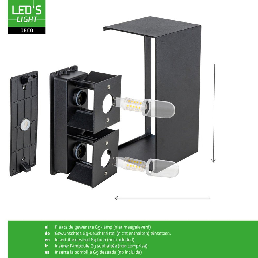 Lumo Recta Black – Wandleuchte ohne Leuchtmittel – ohne 2xG9 – IP65 - lidstore.shop