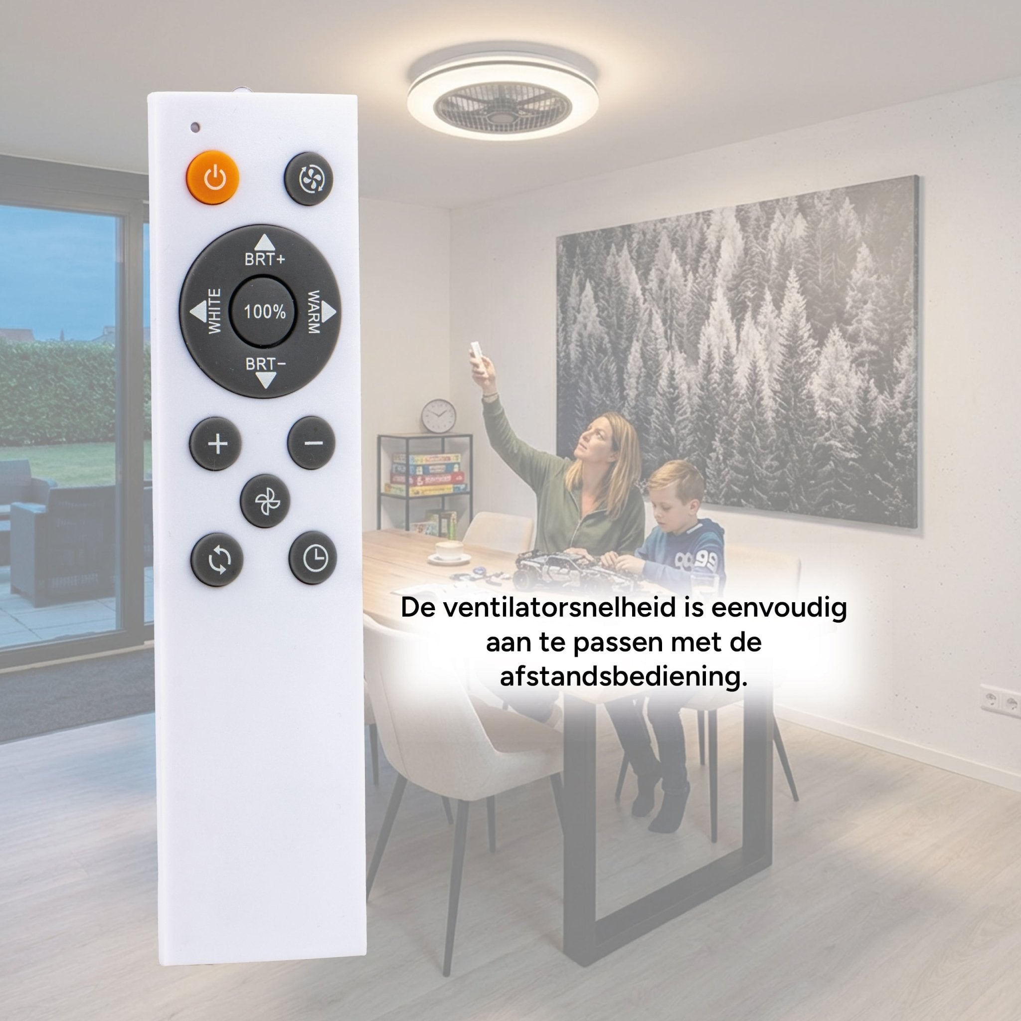 Moderno 3D plafondventilator met verlichting 50cm – Dimmen en lichtkleur instellen via afstandsbediening – Met zomer- en winterstand en timerfunctie Plafondventilatoren Led.nl