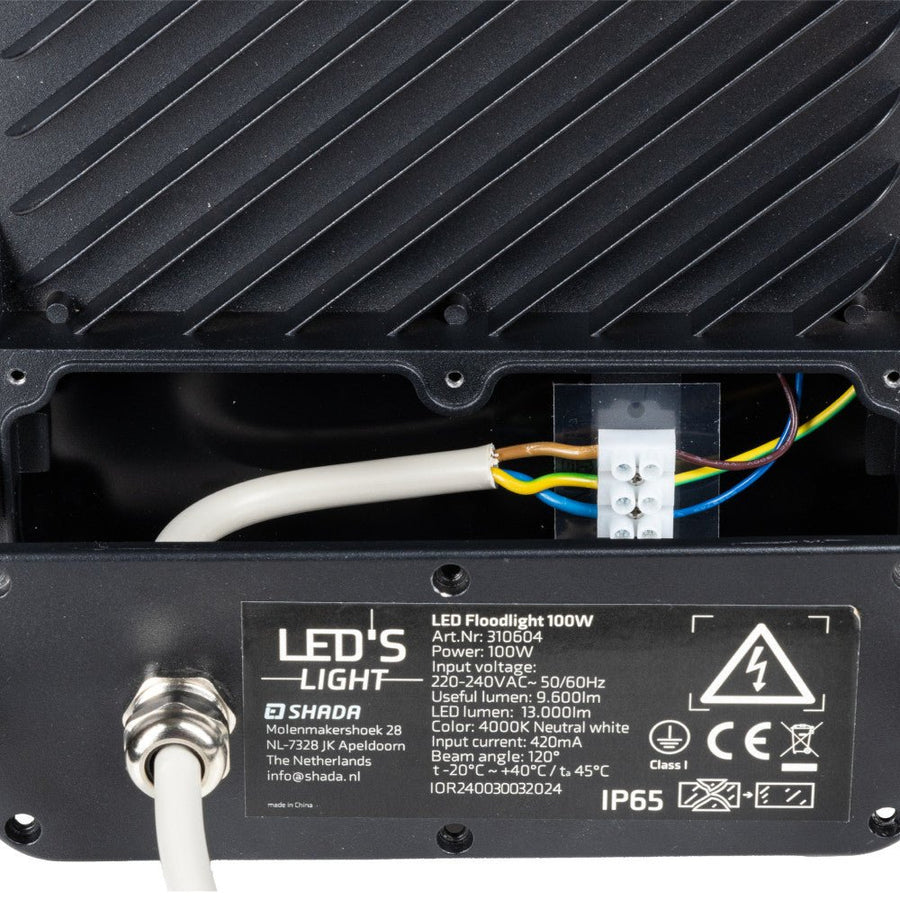 LED-Flutlicht – 100 W, 9600 lm, 4000 K – Schwarz – IP65 - lidstore.shop