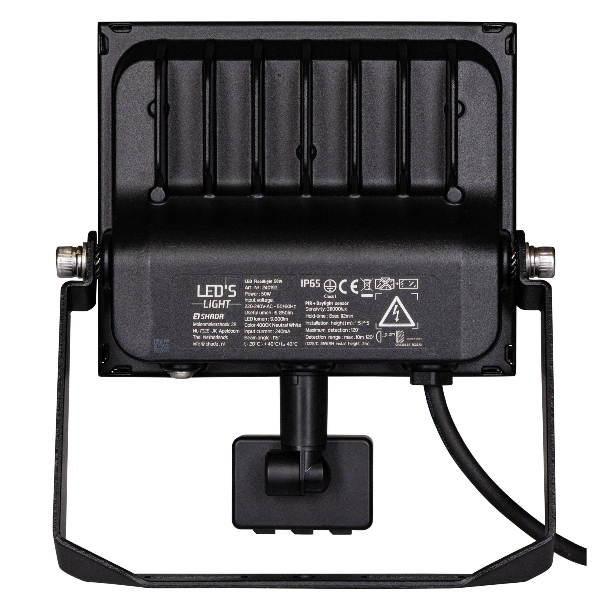 UltraFlood LED Schijnwerper 50W 4000K met Bewegingssensor en Daglichtsensor - Kantelbaar - 8000 Lumen - IP65 Schijnwerpers LED.nl