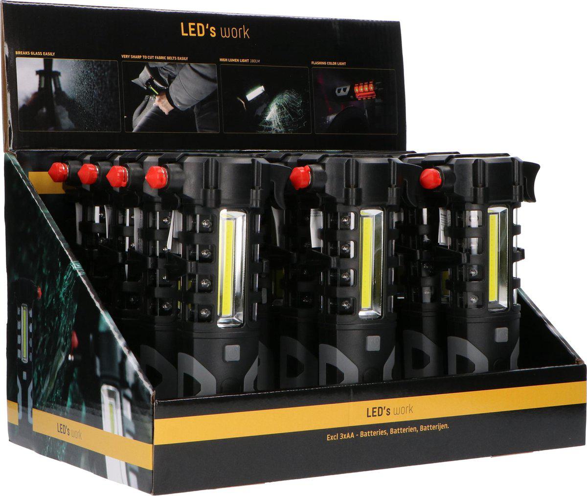LED's Light 3-in-1 Noodverlichting - Ideaal voor in de auto - Oplaadbaar en draadloos - 2 lichtpunten - 300 Lumen Noodverlichting LED.nl