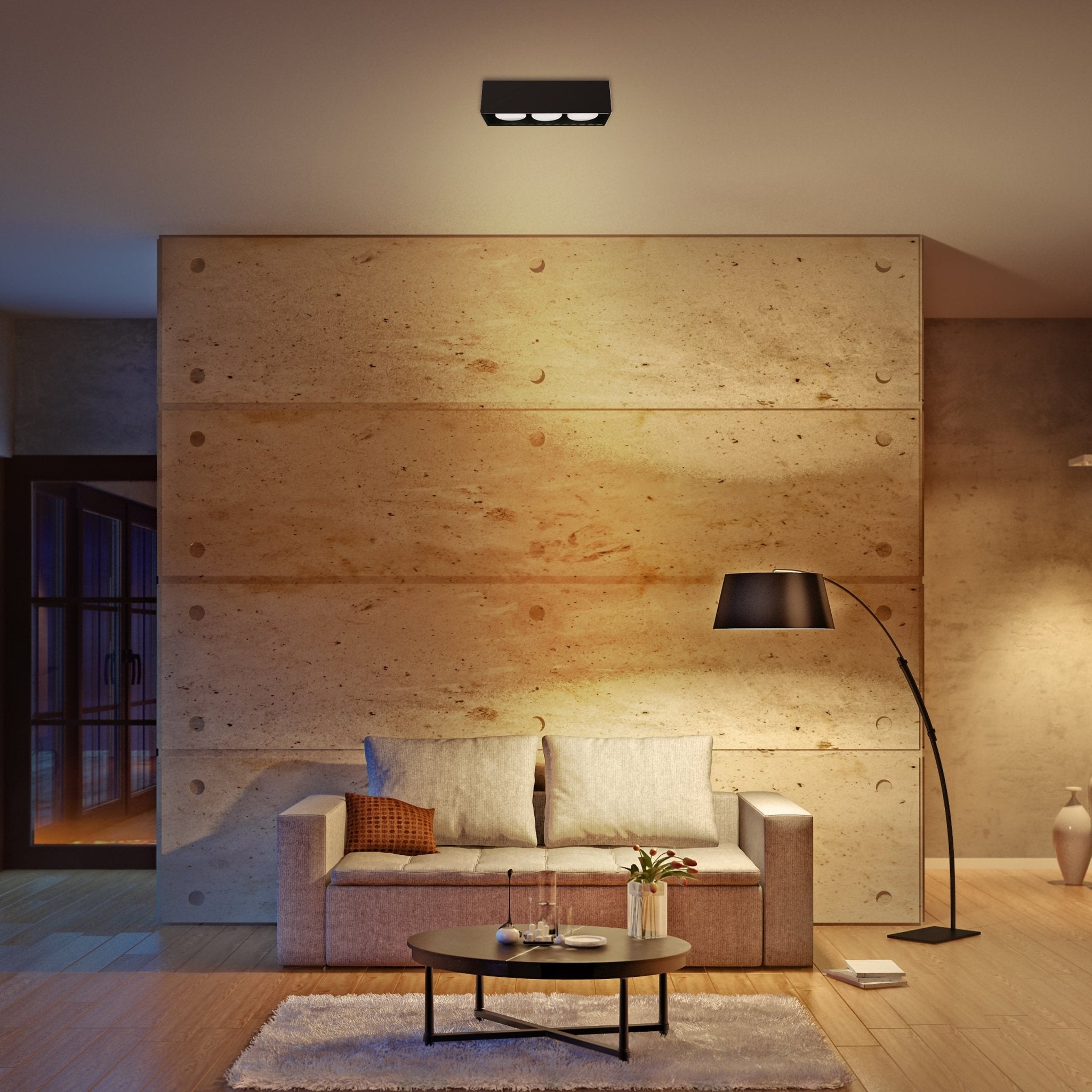 LED's Light Cube LED Plafondlamp - 3 lichtpunten - Draaibaar licht - Staal - 30 x 8 cm - Zwart Plafondlampen LED.nl