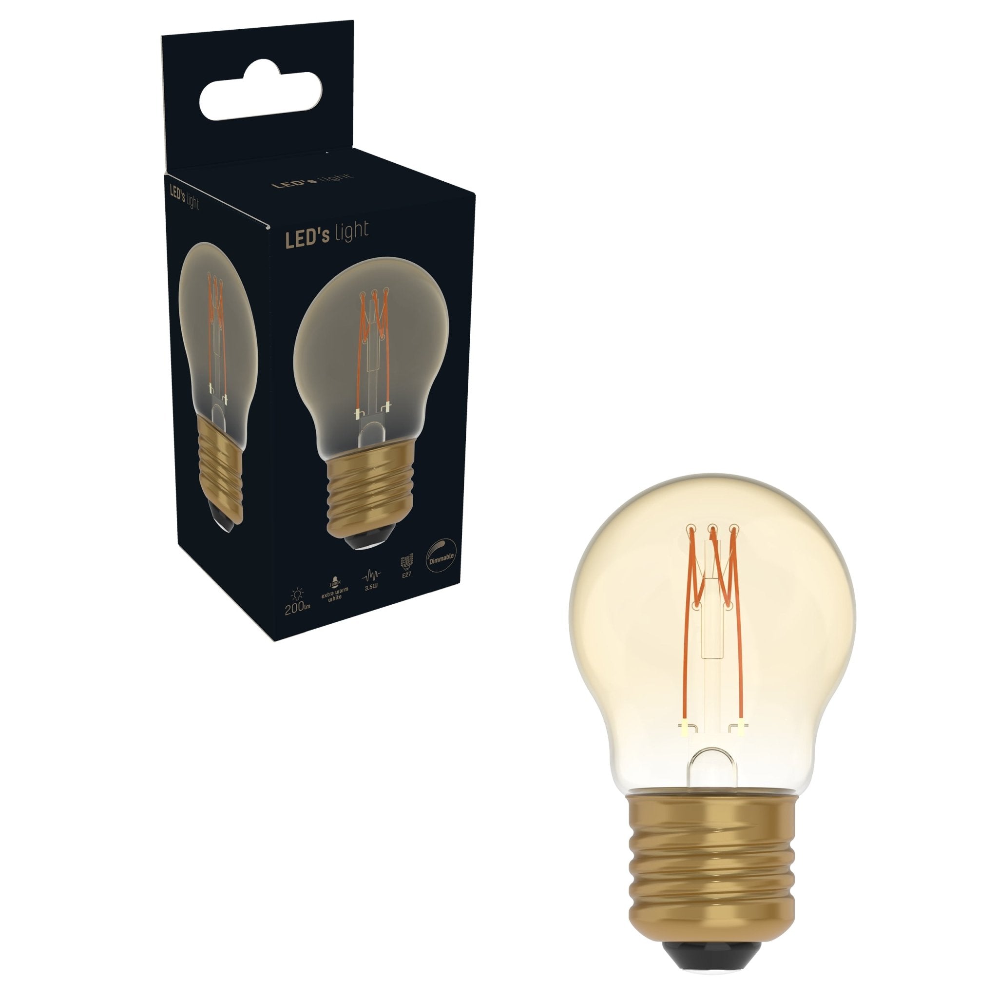 LED Lamp goud E27 - Gloeilamp design - Dimbaar extra warm wit - 1800K Decoratieve Lichtbronnen LED.nl
