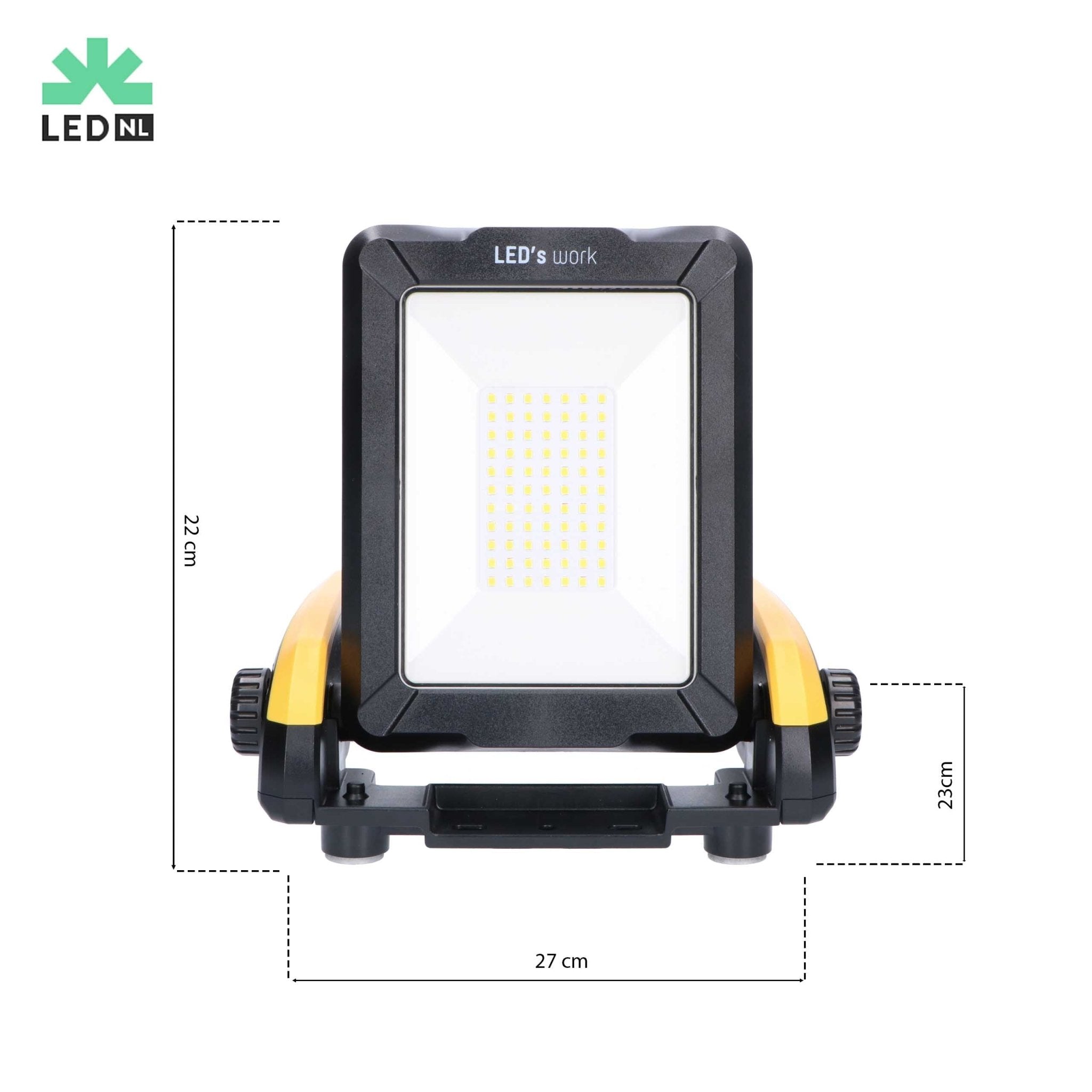 LED's Work 18V Draadloze LED Werklamp 2900 - Werkt op accu van Makita, Bosch, Dewalt, Milwaukee, Metabo – IP54 Bouwlampen LED.nl