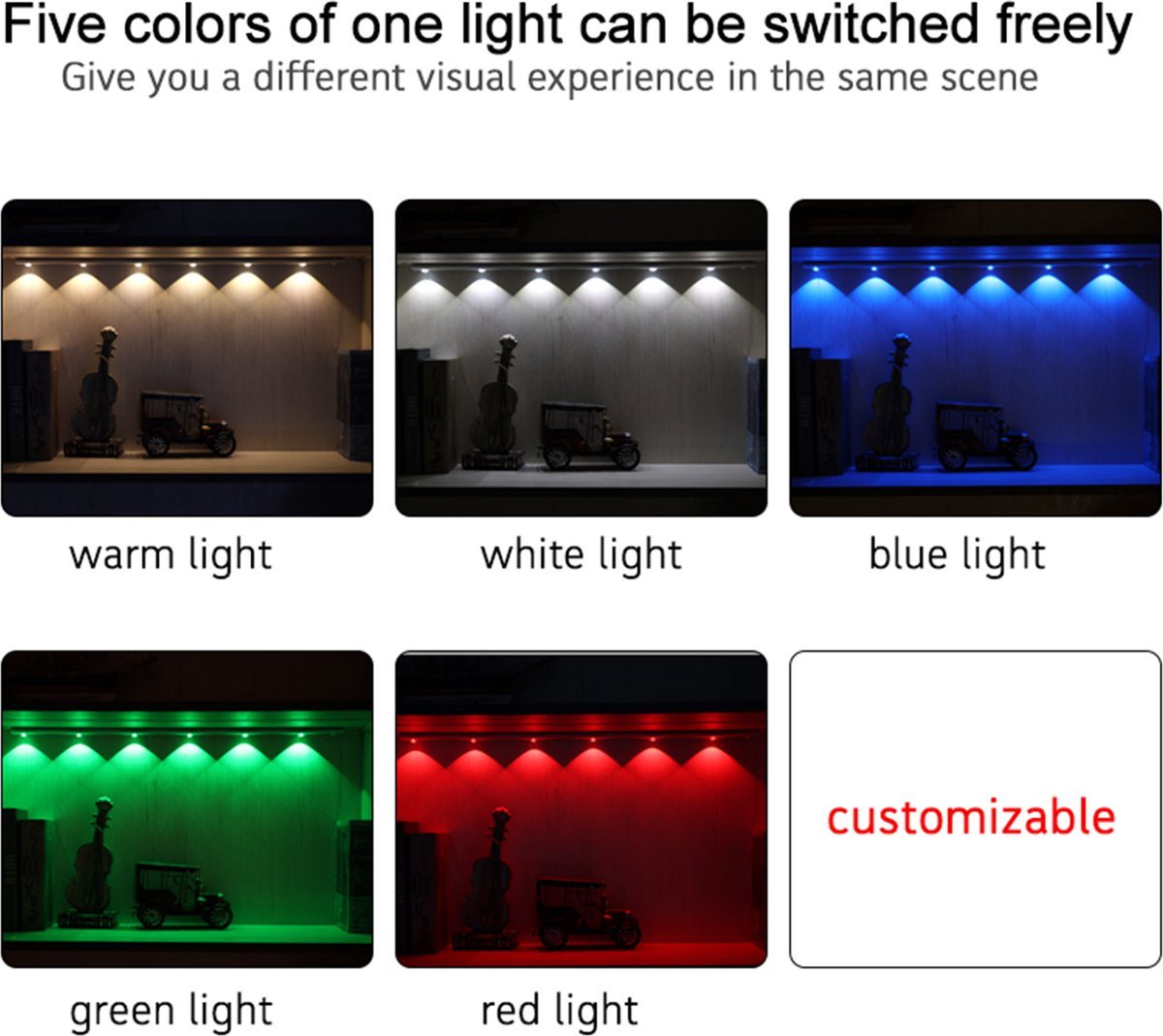 LED's Light EasyFix Kastverlichting onderbouwverlichting met Bewegingssensor - RGB functie - 3 lichtpunten - Draadloos en oplaadbaar - 35 cm Kastverlichting LED.nl
