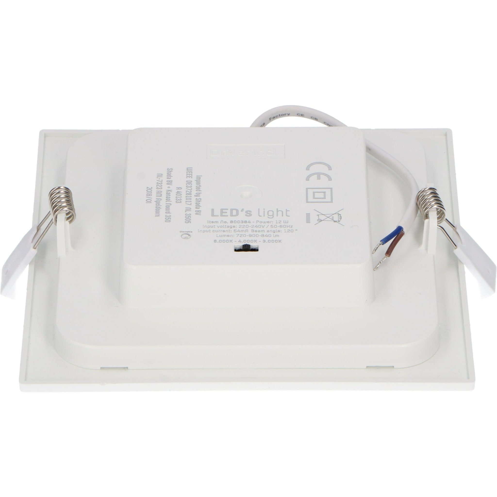 LED's Light LED Inbouwspot opbouwspot vierkant 15 cm - CCT - Dimbaar - Inbouw en opbouw - 1200 lm - Zaagmaat 147×147mm – Wit Plafondlampen LED.nl