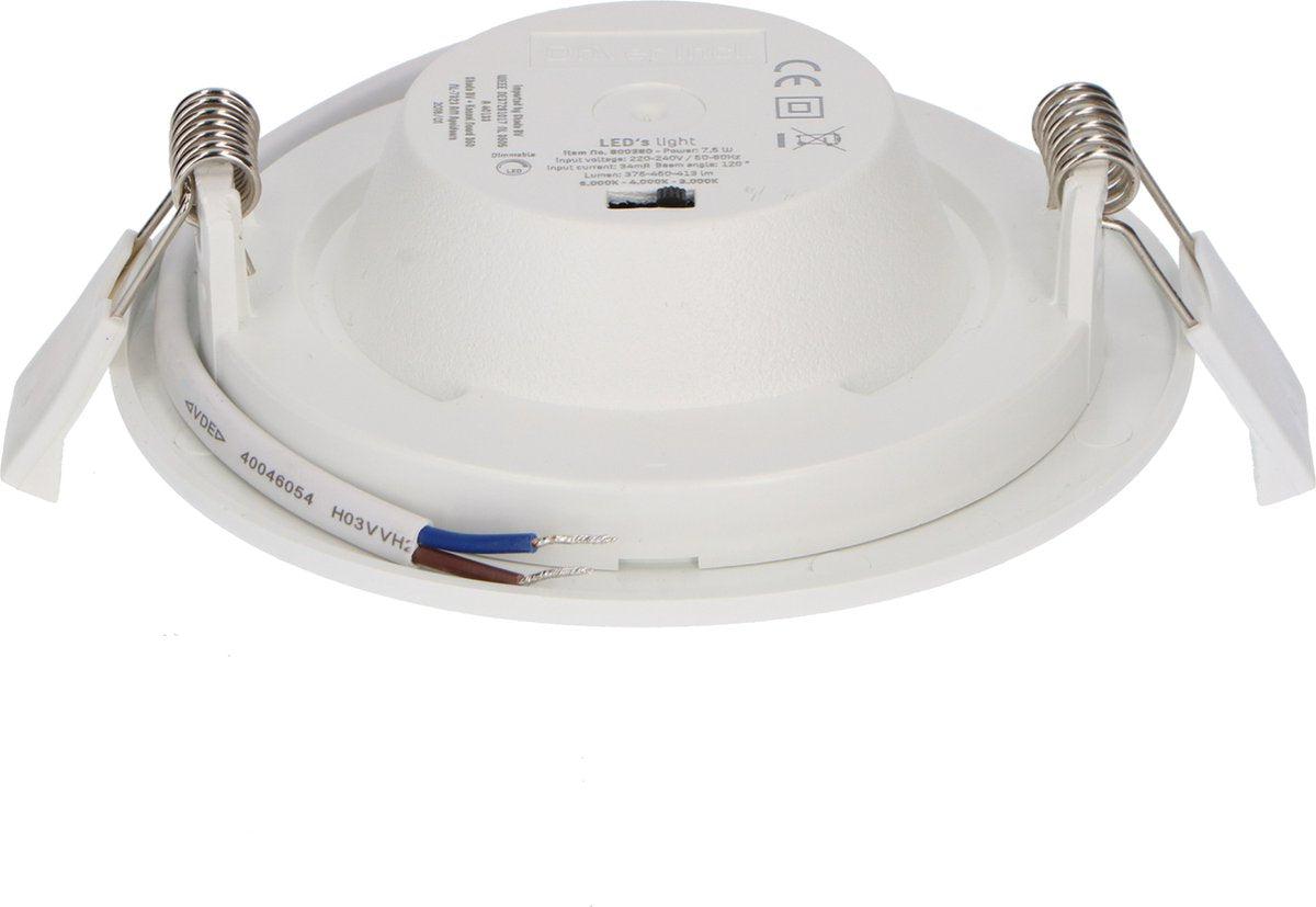 LED's Light LED Inbouwspot 6W 500lm CCT 3000K/4000K/6000K – Zaagmaat Ø 100mm – Wit – Dimbaar Spotjes LED.nl