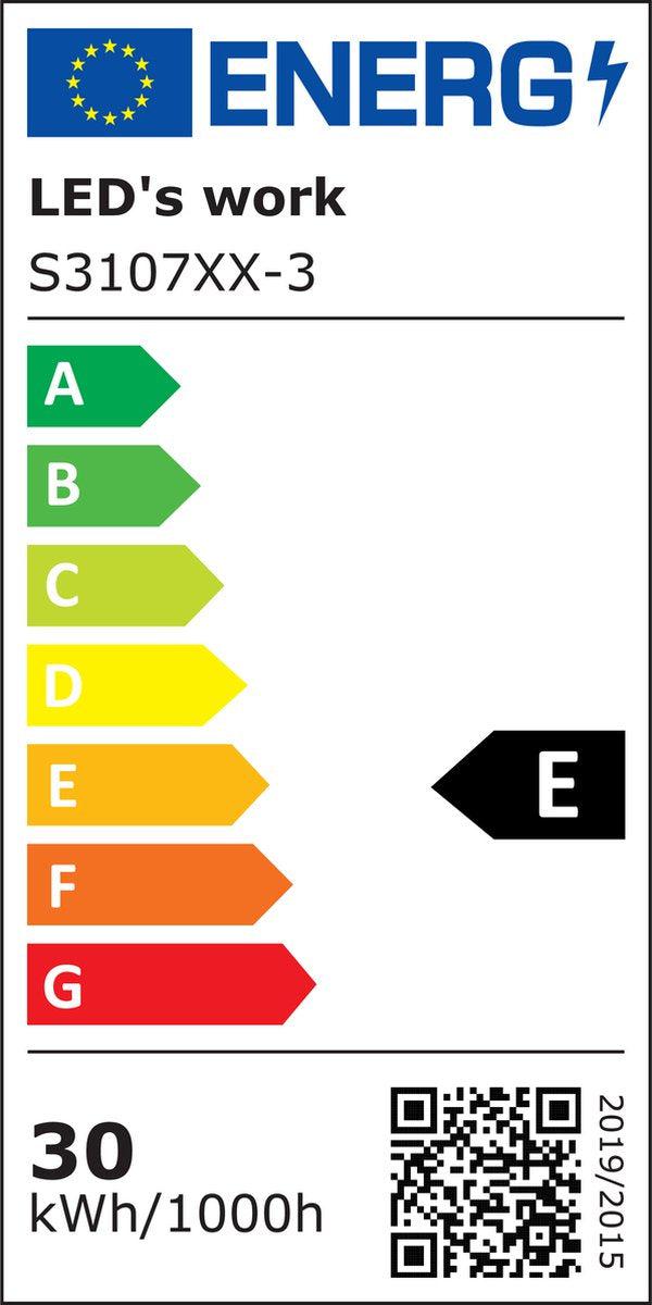 LED's Work Bouwlamp 3300 - Inklapbaar & Kantelbaar - 3 meter snoer - IP65 - 30W Bouwlampen LED.nl