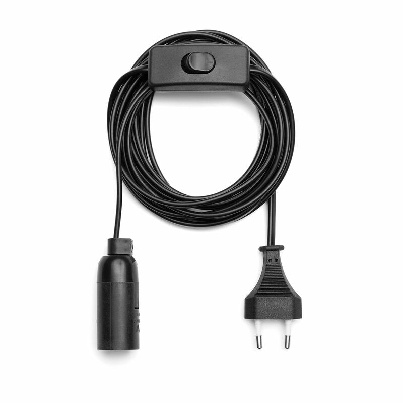 Lampfitting E14 met schakelaar - 3.5 meter snoer met stekker - Hanglamp zwart Hanglampen LED.nl