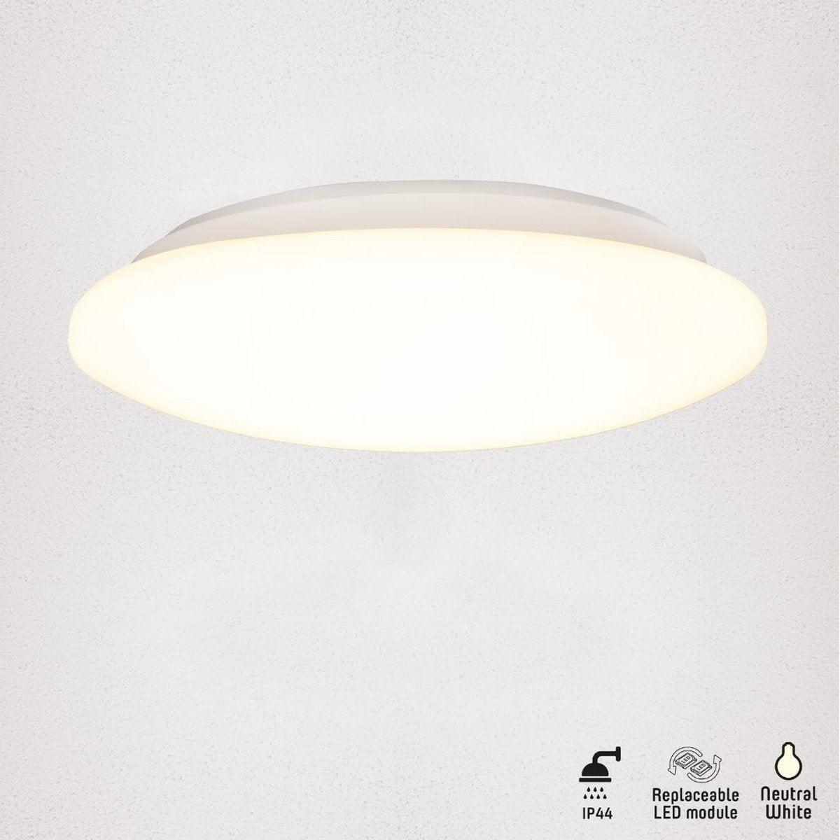 LED Badkamerlamp rond 37 cm - universeel - Spatwaterbestendig IP44 - Koud wit licht Plafondlampen LED.nl