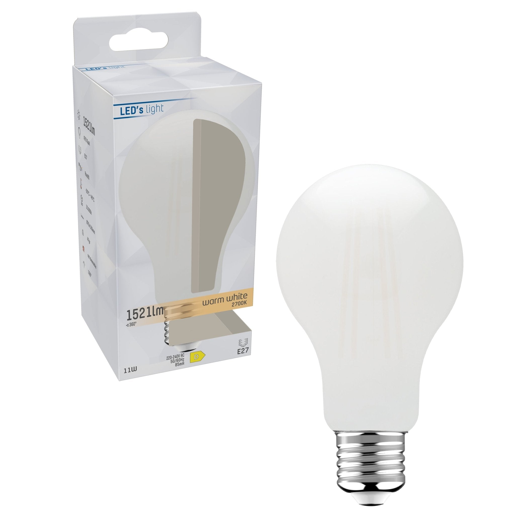 LED Lamp melk glas E27 - 11W vervangt 100W - 1521 lm - Warm wit LED Filament Lampen LED.nl