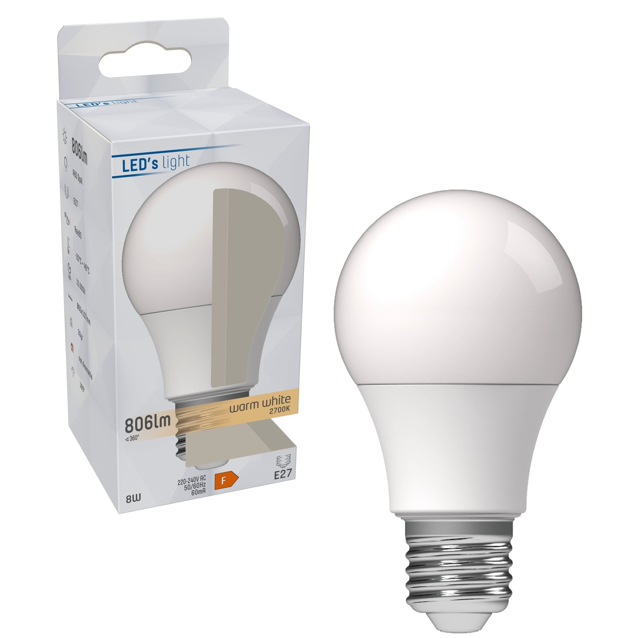 LED Lamp E27 - 806 lm - Warm wit licht - 1 lamp Lichtbronnen LED.nl