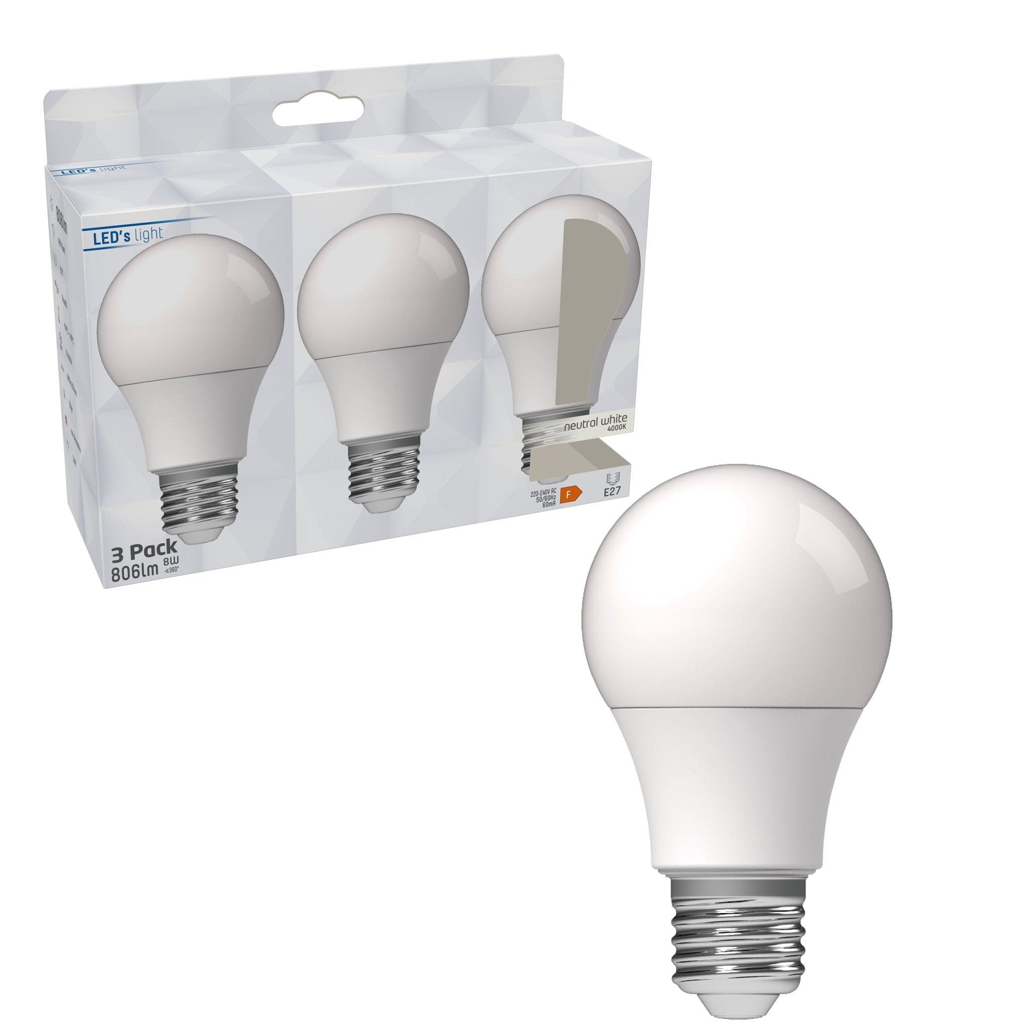 LED Lampen E27 - 806 lm - Koud wit licht - 3 lampen Lichtbronnen LED.nl