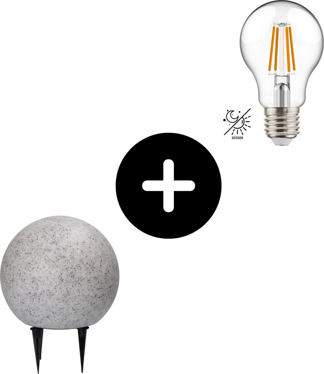 LED Padverlichting Steen 20 cm met sensor - Automatisch aan en uit - IP65 Waterdicht Buitenlampen LED.nl