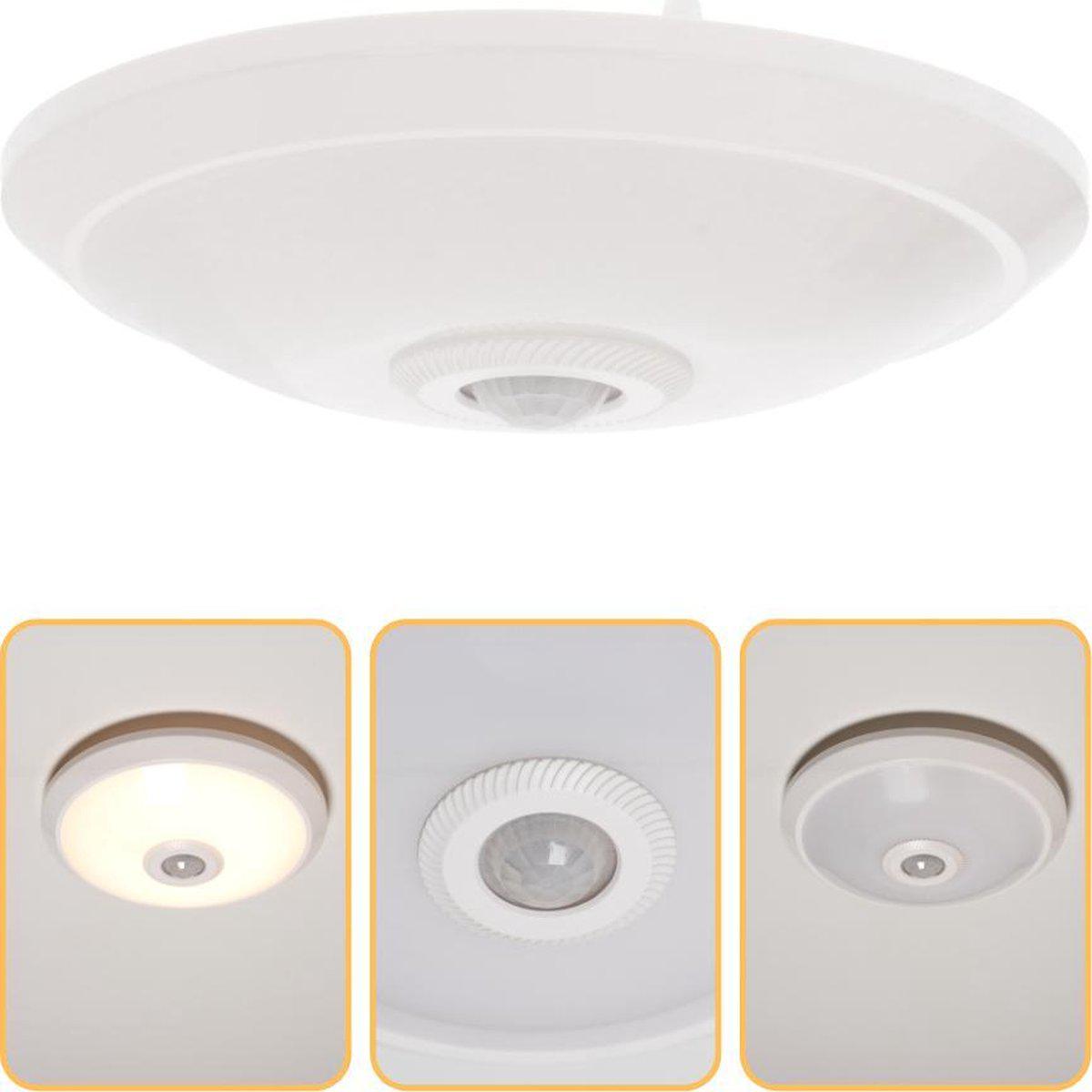 LED Plafondlamp 24 cm met bewegingssensor - Spatwaterdicht - Warm wit Plafondlampen LED.nl