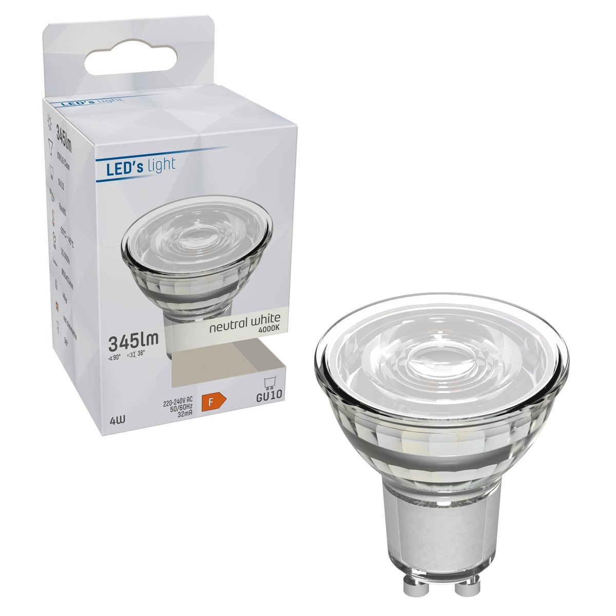 LED Spot GU10 - 4W ersetzt 50W - 345 lm - 4000K - lidstore.shop