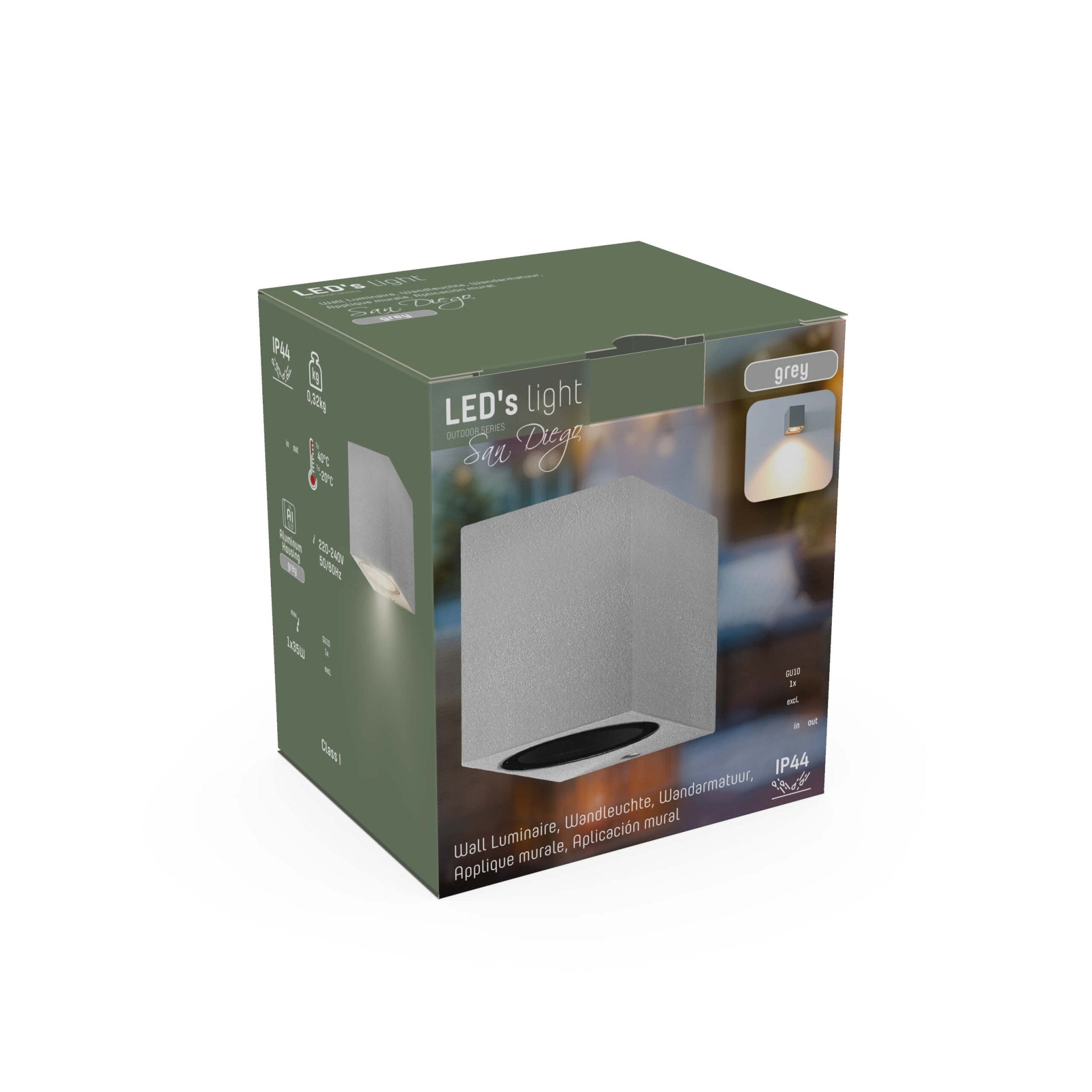 6 pack - LED Wandlamp buiten met GU10 fitting - Rome - Vierkant - IP44 - Grijs Wandlampen LED.nl