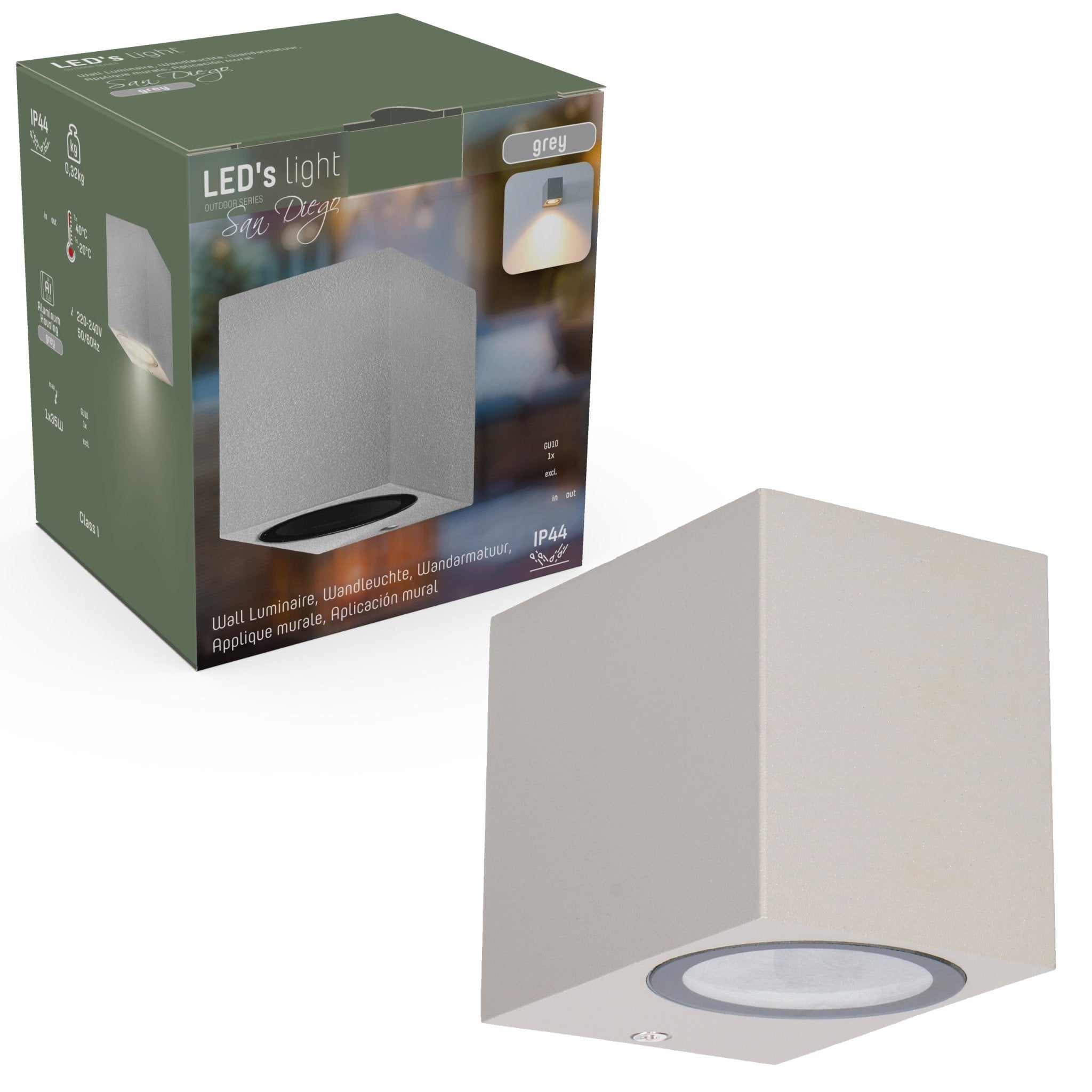 6 pack - LED Wandlamp buiten met GU10 fitting - Rome - Vierkant - IP44 - Grijs Wandlampen LED.nl
