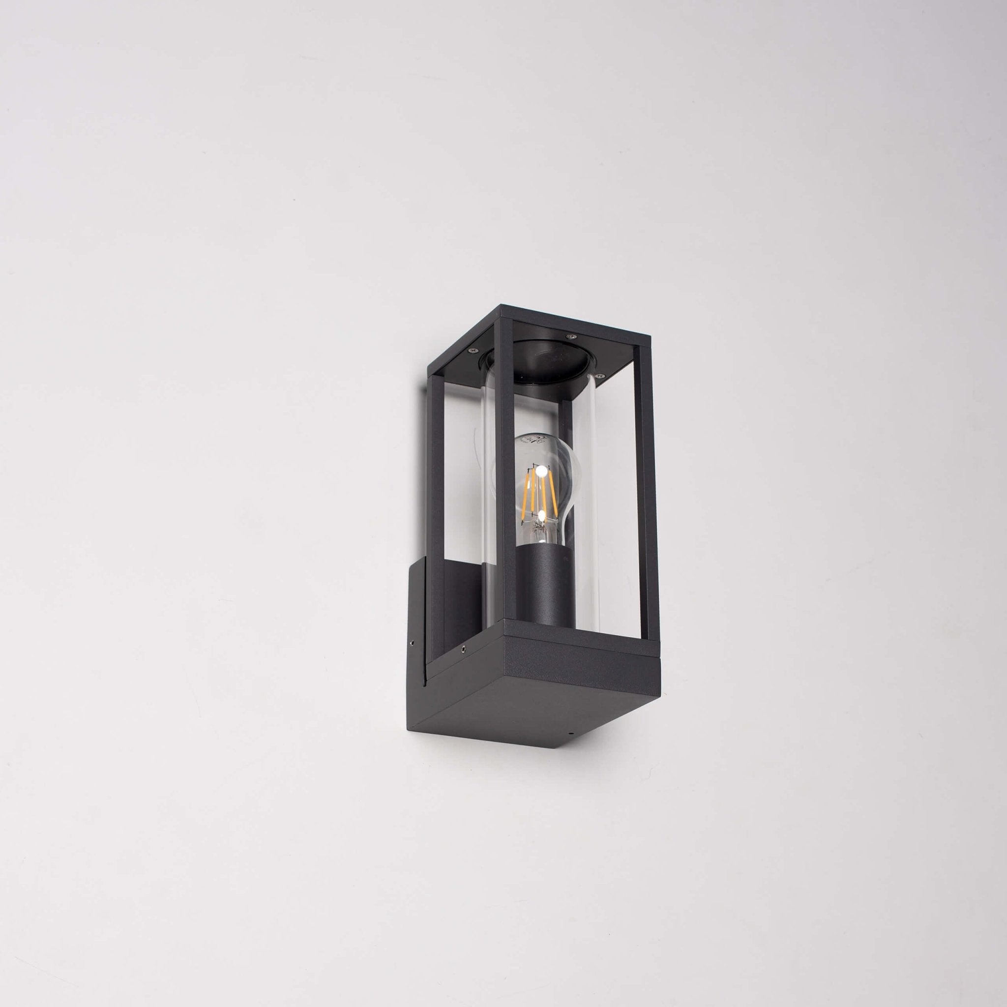 LED's Light LED Wandlamp met glazen ruiten - Rechthoek - E27 fitting - IP44 - Antraciet Wandlampen LED.nl