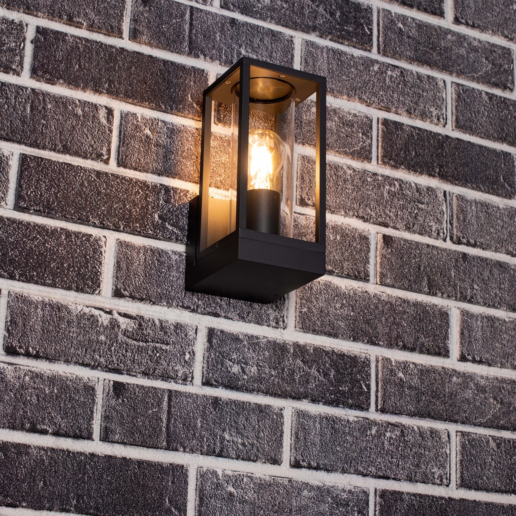 LED's Light LED Wandlamp met glazen ruiten - Rechthoek - E27 fitting - IP44 - Antraciet Wandlampen LED.nl