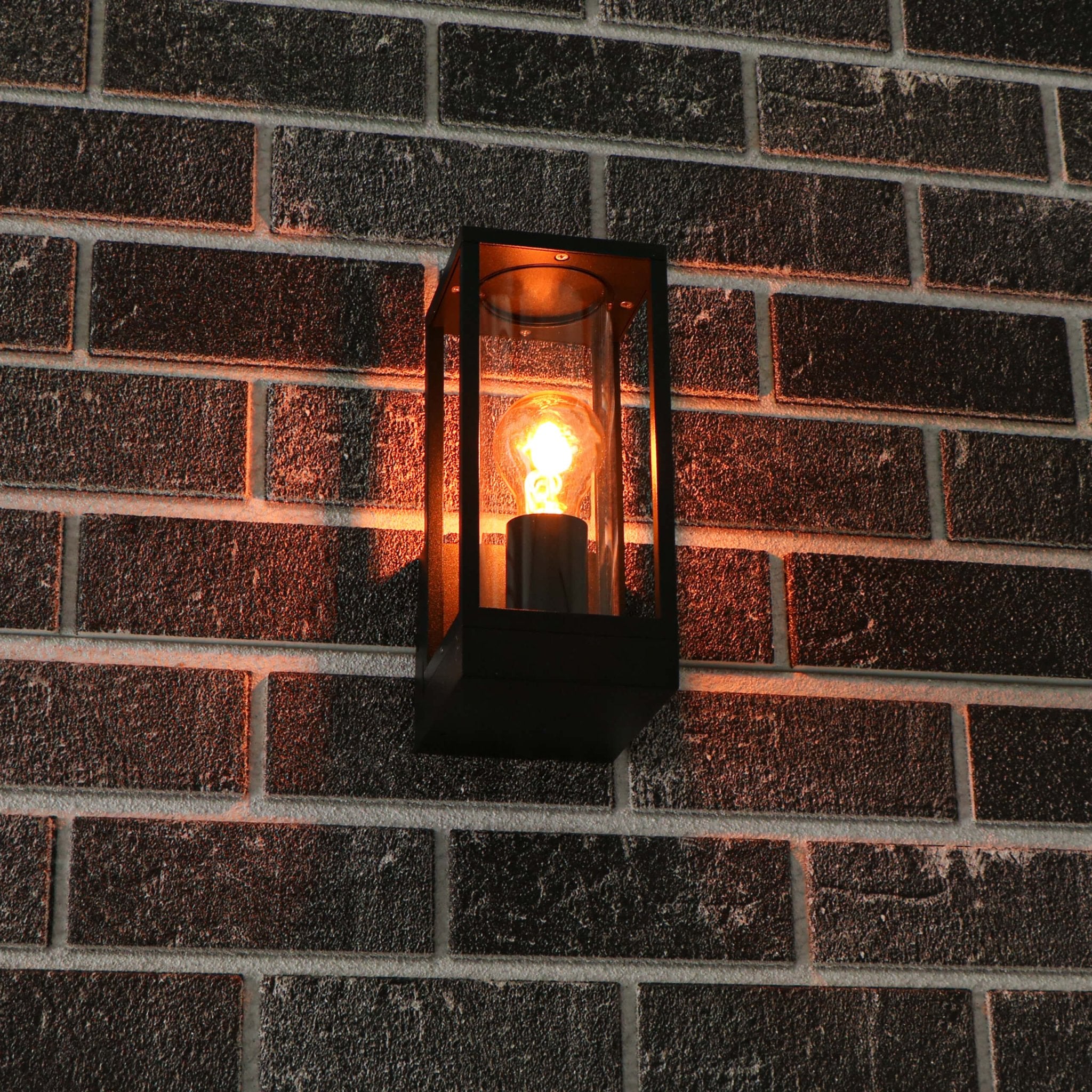 LED's Light LED Wandlamp met glazen ruiten - Rechthoek - E27 fitting - IP44 - Zwart Wandlampen LED.nl
