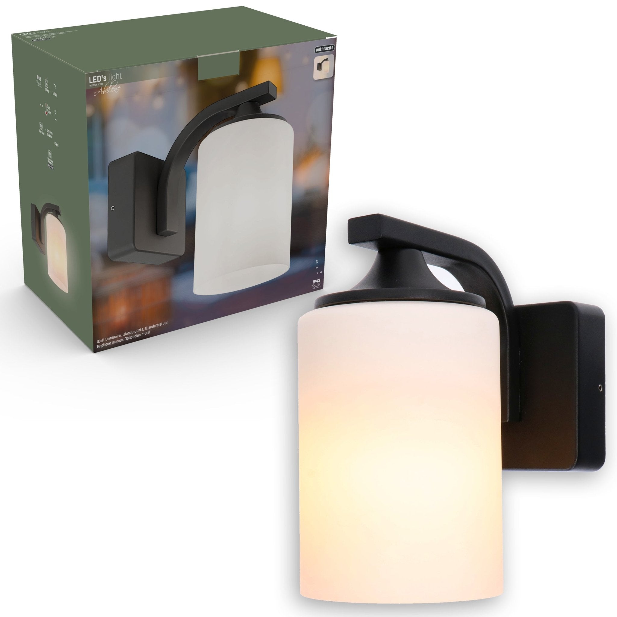 LED's Light LED Wandlamp Milky met E27 fitting - IP44 - Model Noto - Antraciet Wandlampen LED.nl