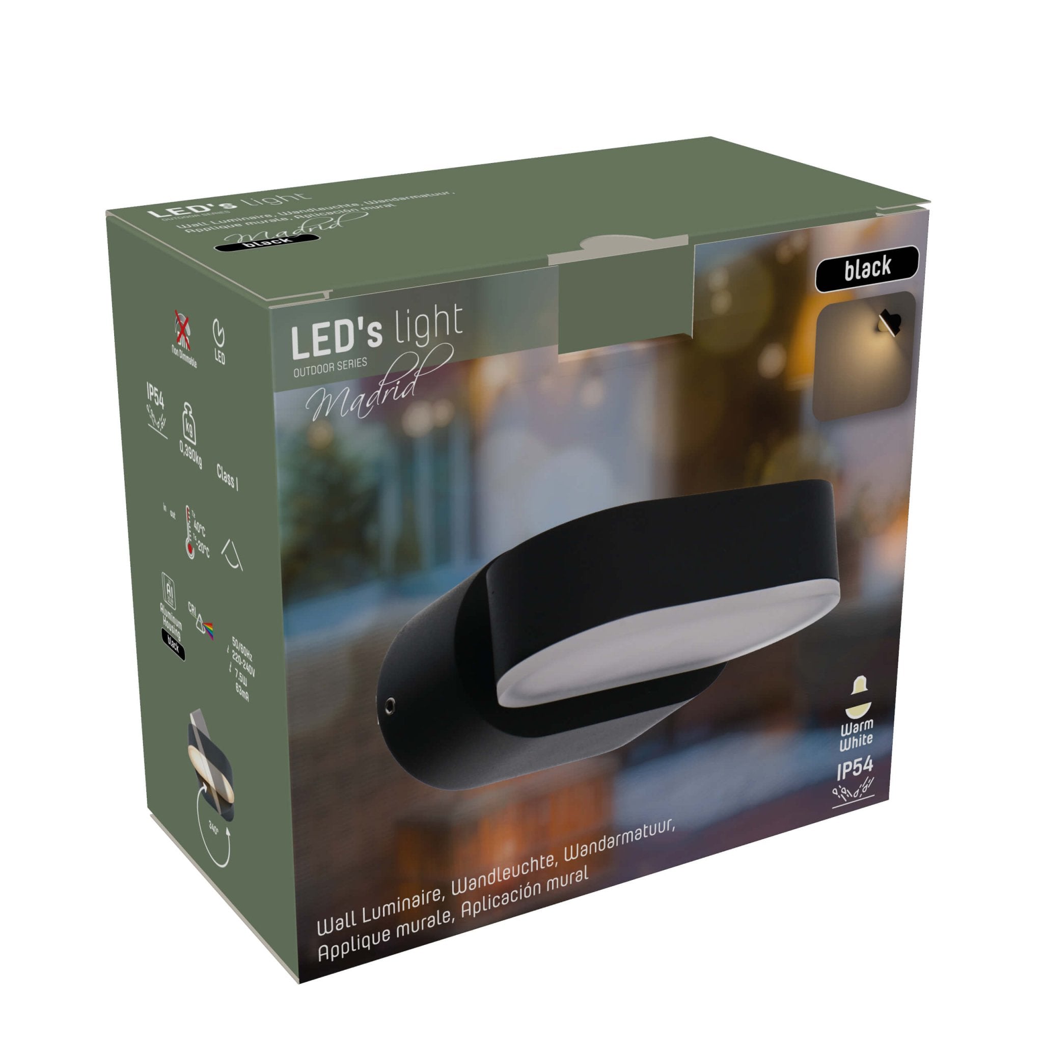 2 pack LED's Light LED Buitenlamp - Model Rieti - Warm wit - IP44 waterbestendig - Zwart Wandlampen LED.nl