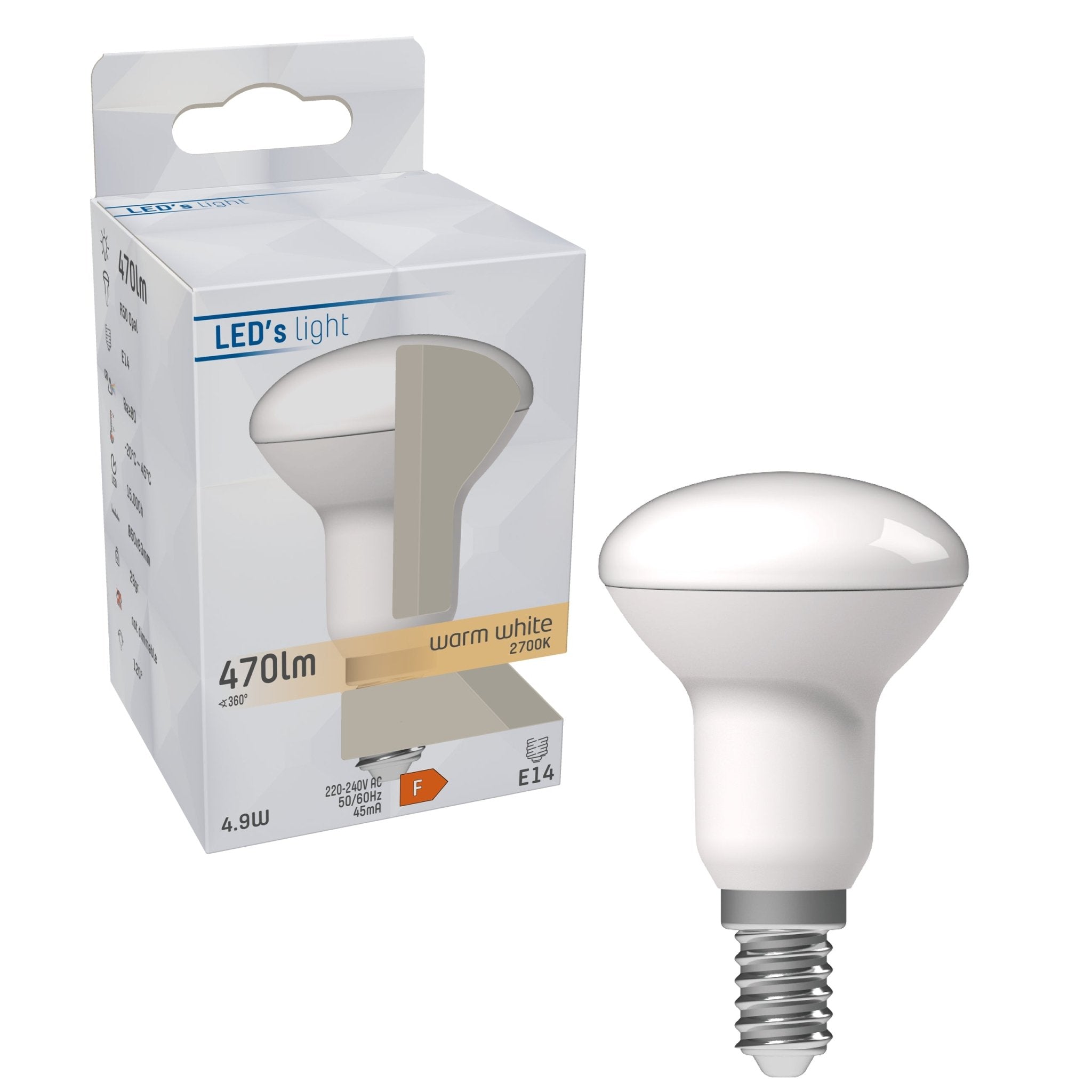 E14 LED lamp - R50 - Warm wit licht - 4W vervangt 40W Reflectorlampen LED.nl