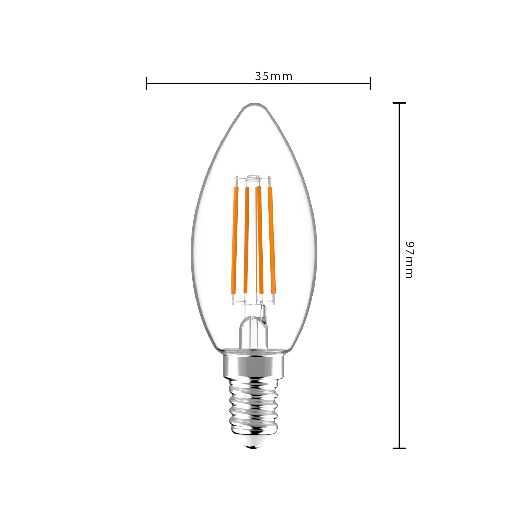 ProDim LED Filament Kaarslamp E14 - Helder - Dimbaar warm wit licht - 4.5W (40W) Dimbare filament lampen LED.nl