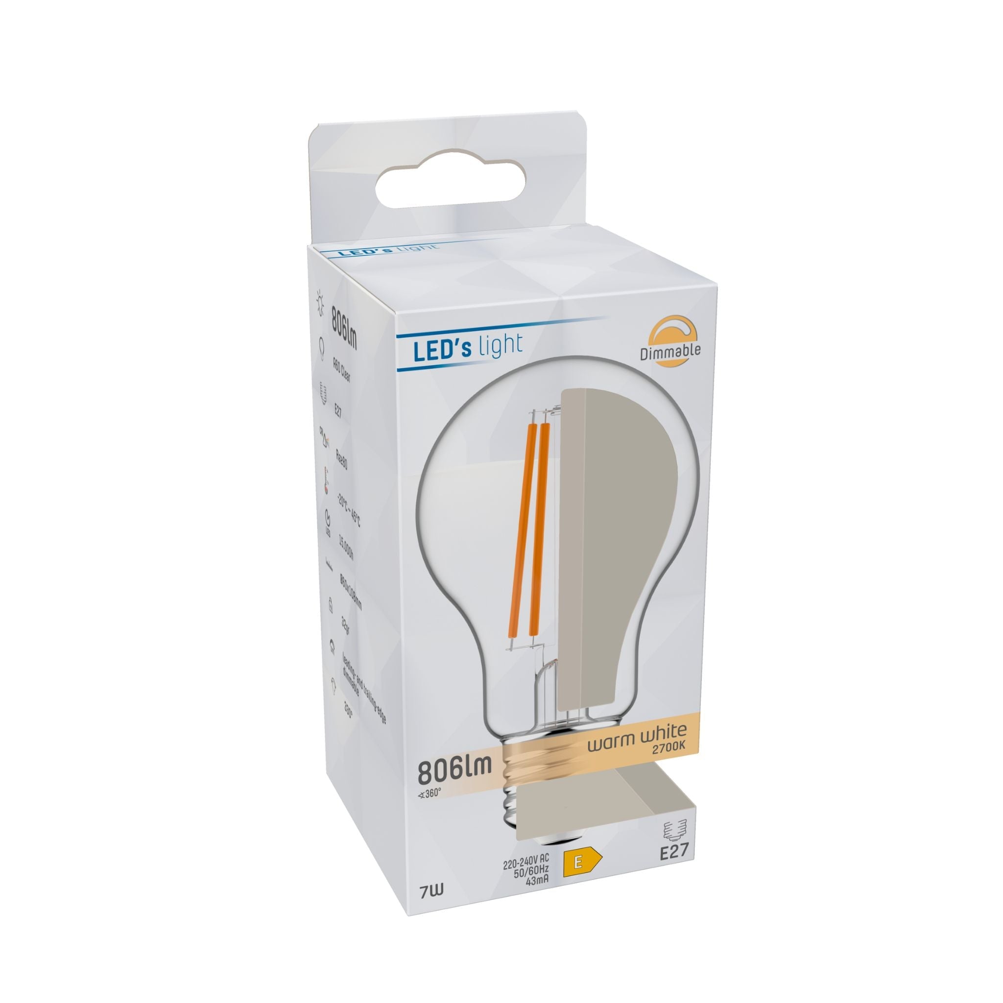 ProDim LED Filament Lamp E27 - Helder - Dimbaar warm wit licht - 7W vervangt 60W Dimbare filament lampen LED.nl
