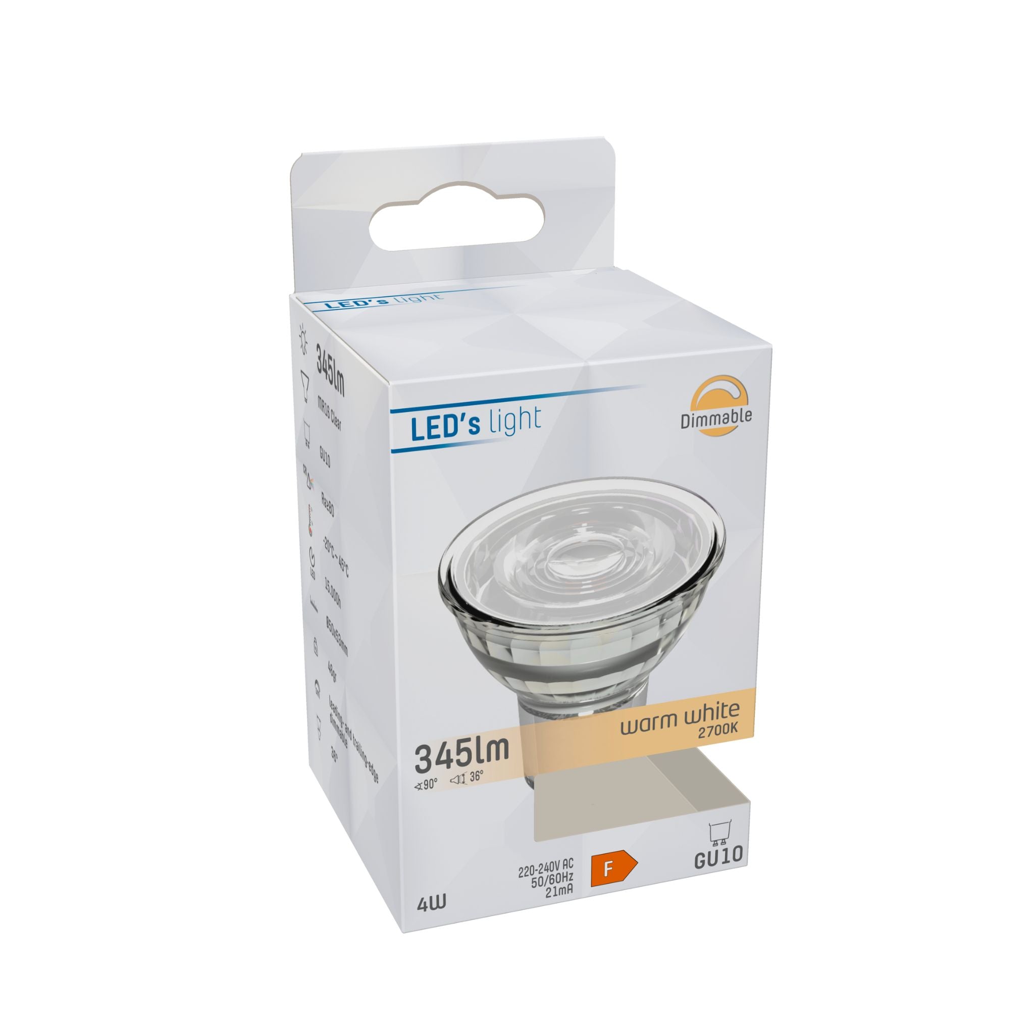 ProDim LED GU10 Spot - Helder - Dimbaar warm wit licht - 4W vervangt 50W Dimbare spotjes LED.nl