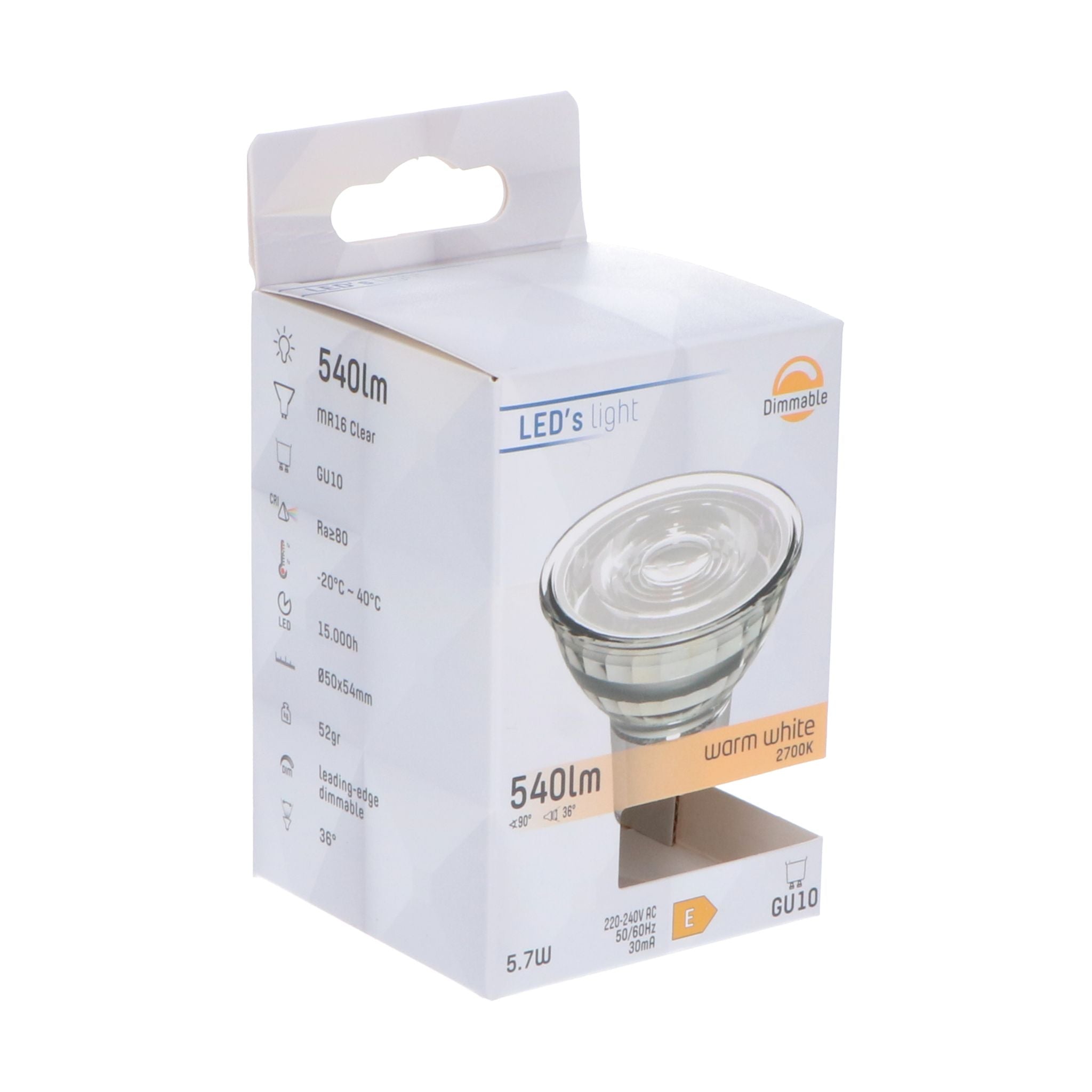 GU10 LED Lamp - Dimbaar warm wit licht - 5W vervangt 75W - 1 spot Dimbare spotjes LED.nl