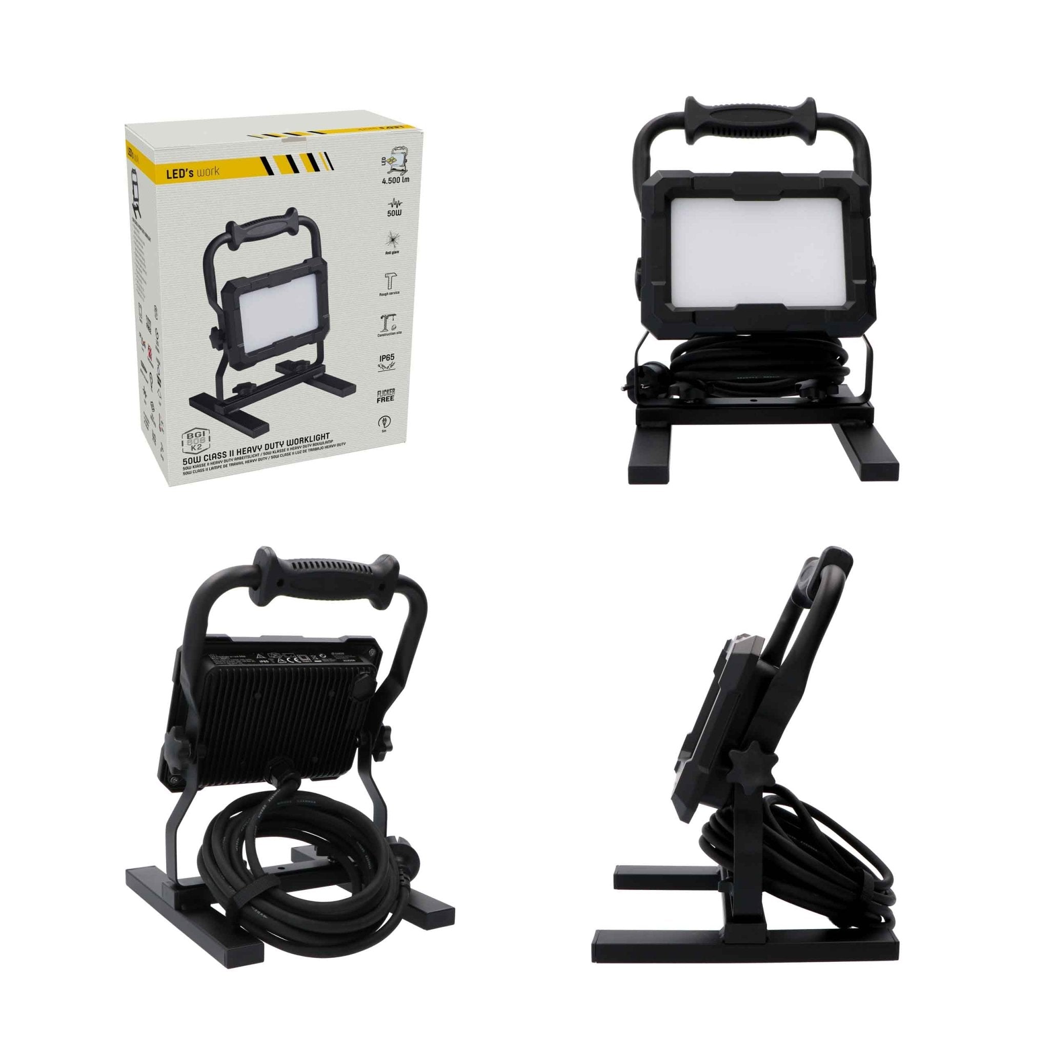 LED's Work Professionele LED Bouwlamp 4500 - Rough Service Tested - 5 meter snoer - 50W - IP65 Bouwlampen LED.nl
